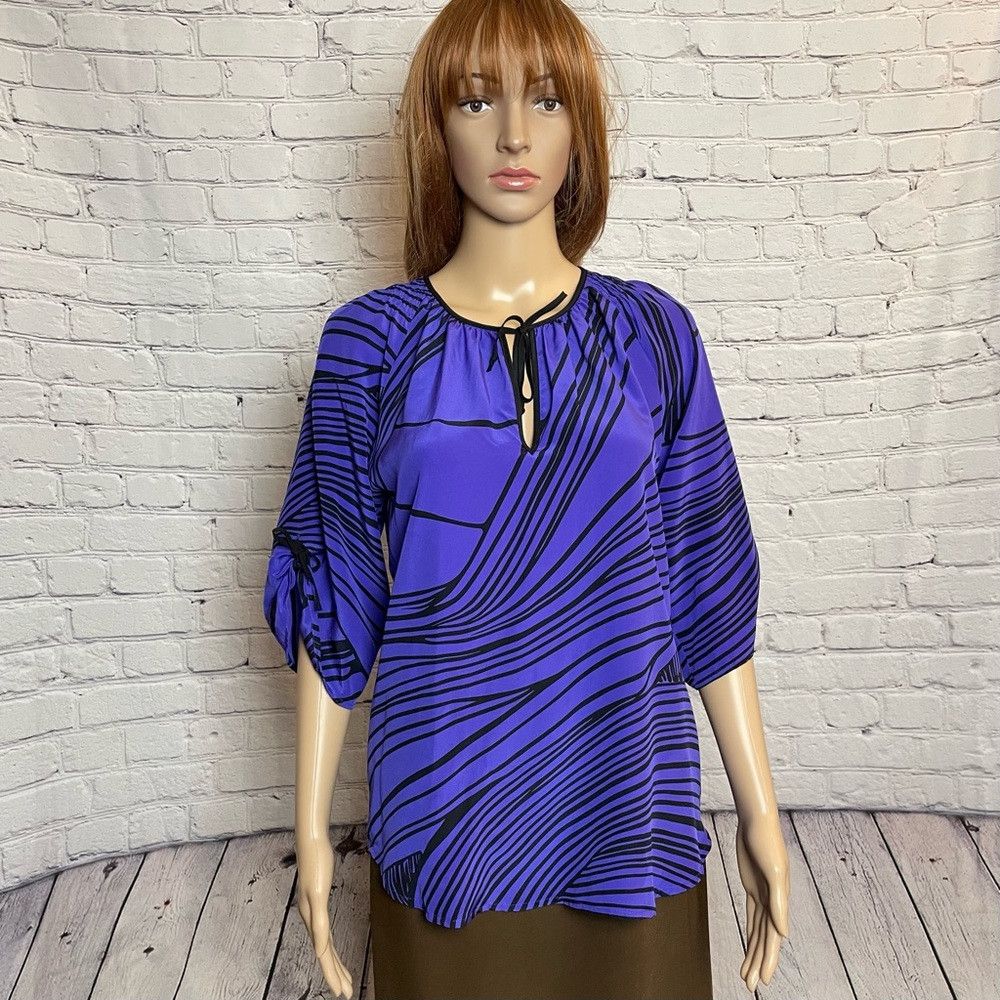 Other New Yumi Kim Purple Black Silk Blouse Size XS Size XS / US 0-2 / IT 36-38 - 1 Thumbnail