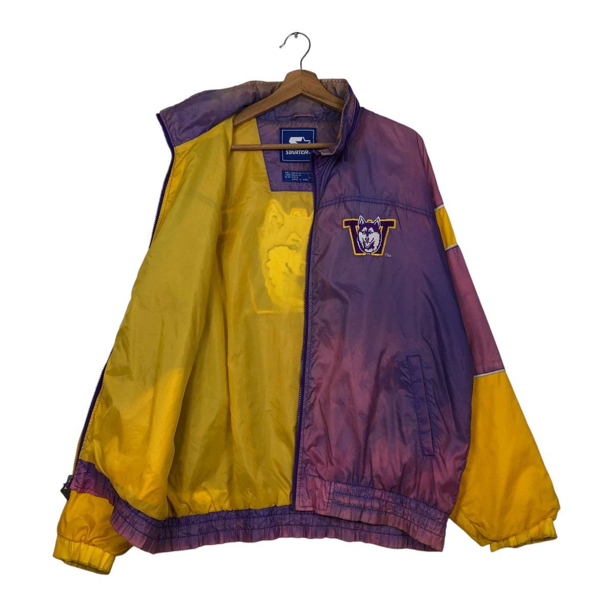 Starter 🔥VINTAGE BOMBER JACKET STARTER WASHINGTON HUSKIES SUN FADED Size US L / EU 52-54 / 3 - 13 Thumbnail