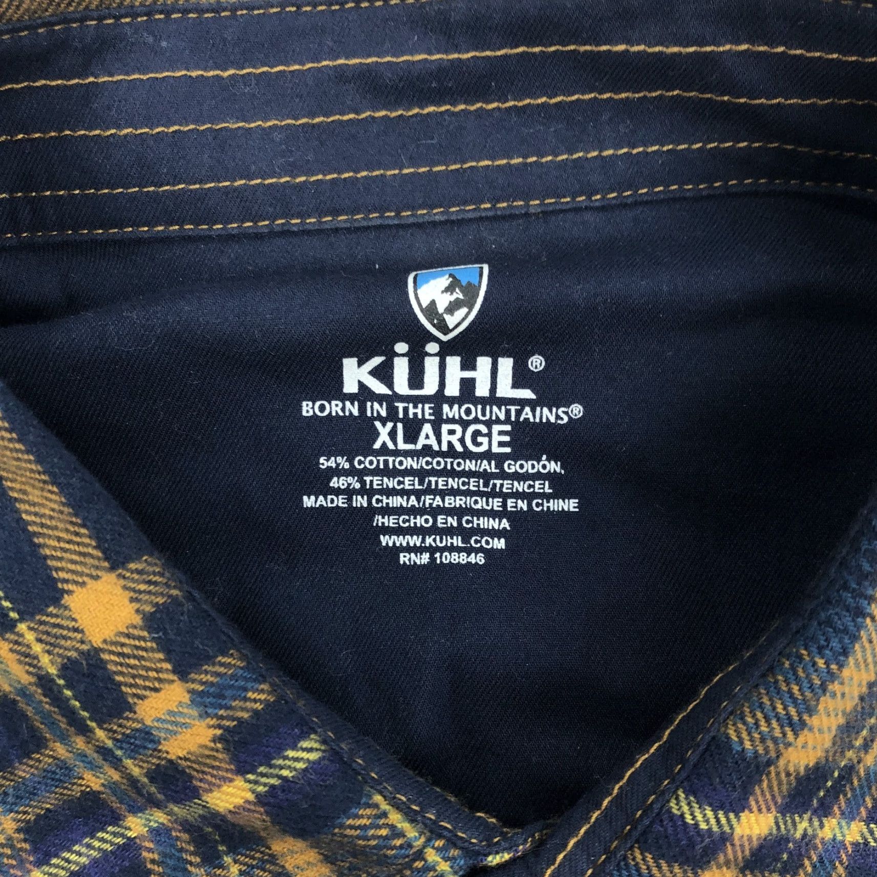 Vintage KUHL Plaid Flannel Button-Up Shirt Long Sleeve XL Men Cotton Blend Blue Gold Size US XL / EU 56 / 4 - 3 Thumbnail
