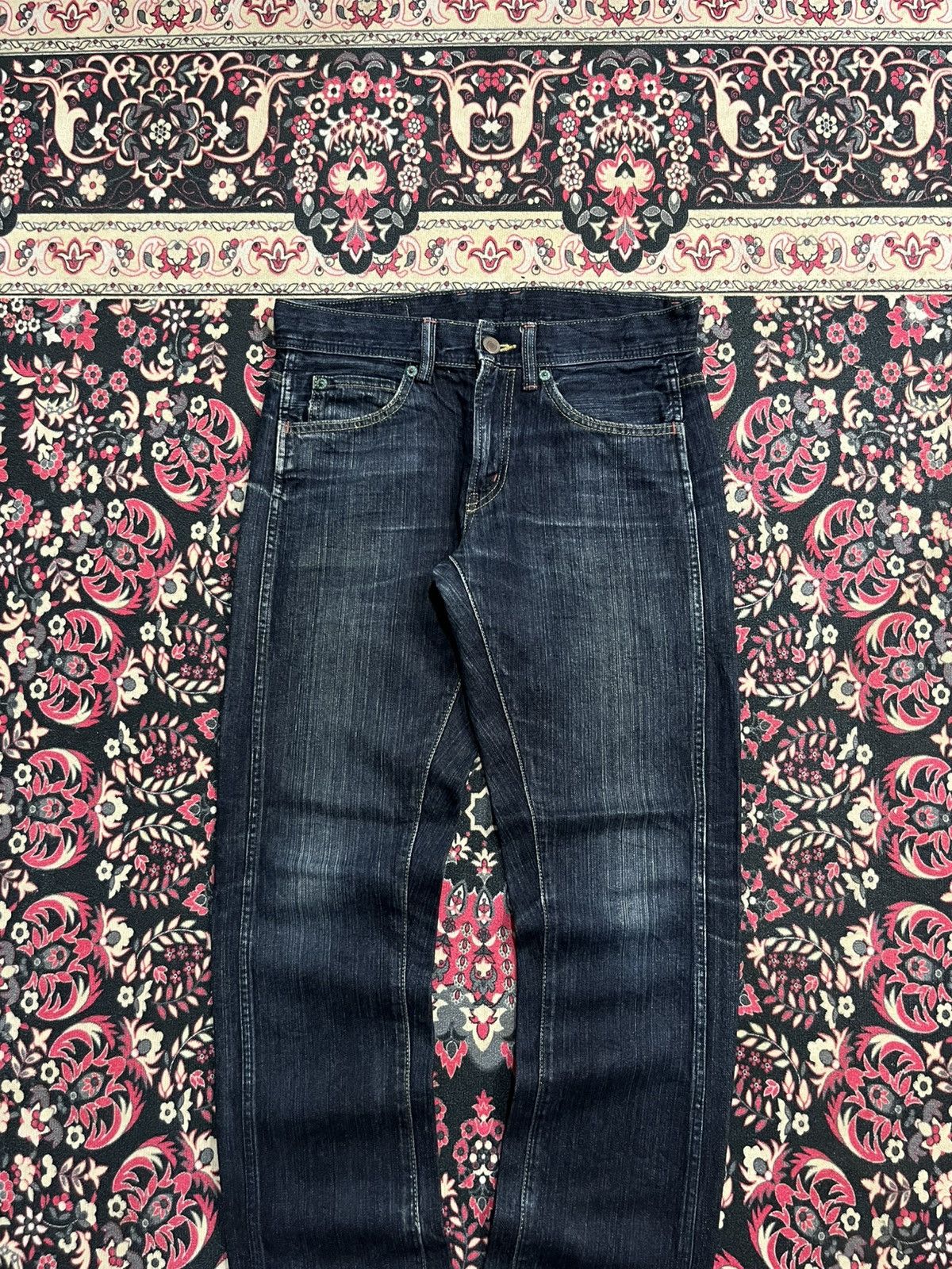 Le Grande Bleu (L.G.B.) Vintage Japanese Brand GL Heart Dark Blue Wash Straight Jean Size US 31 - 3 Thumbnail