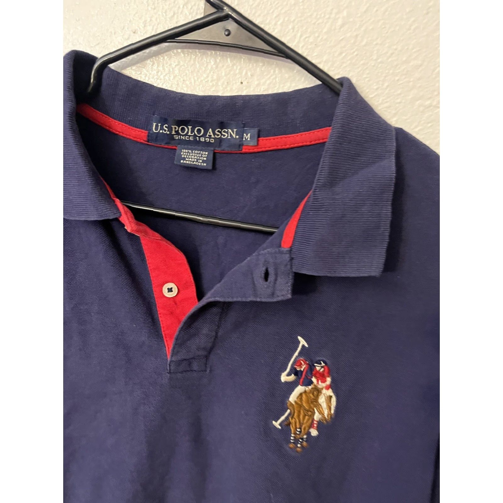Vintage US Polo Assn Polo Shirt Mens Navy Blue Logo Medium Short Sleeve Collared 100% Cotton Size US M / EU 48-50 / 2 - 3 Thumbnail