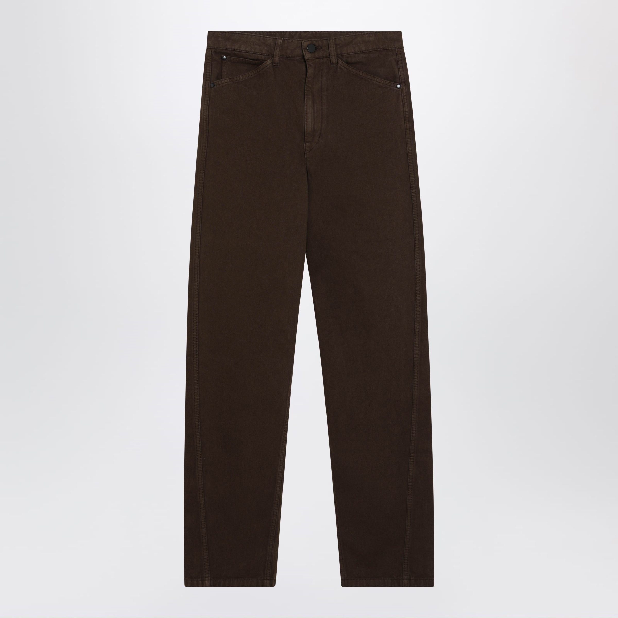 Lemaire Lemaire Brown Twill Trousers Size 30" / US 8 / IT 44 - 1 Thumbnail