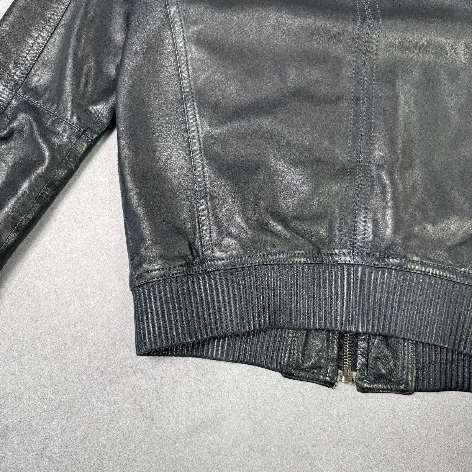 Dirk Bikkembergs Dirk Bikkembergs Men Leather Jacket Size 48 Dark Blue Size US M / EU 48-50 / 2 - 16 Thumbnail