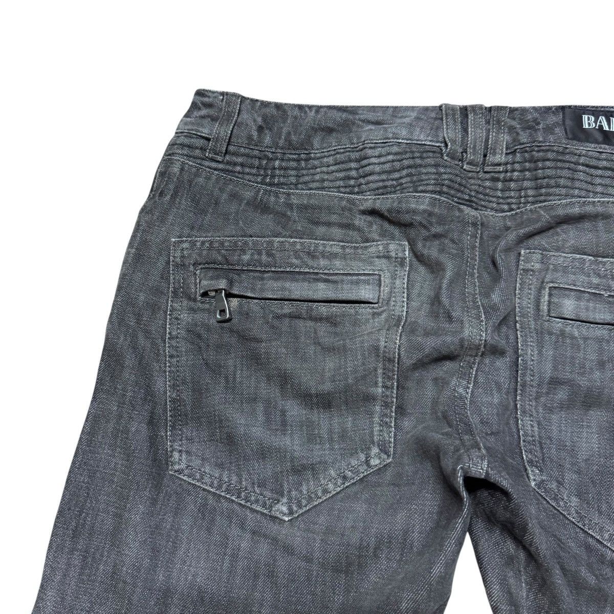 Balmain Decarnin era Classic Balmain Black Biker Jeans Distressed Size US 31 - 10 Thumbnail