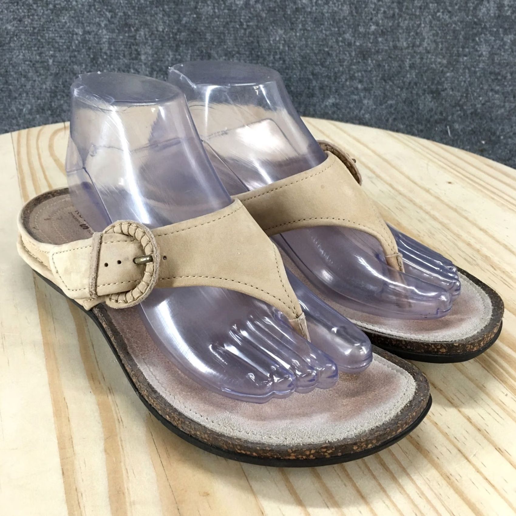 Rockport Rockport Sandals Womens 8.5 M Thong Beige Leather Toe-Post Comfort Casual Flats Size US 9 / IT 39 - 3 Thumbnail