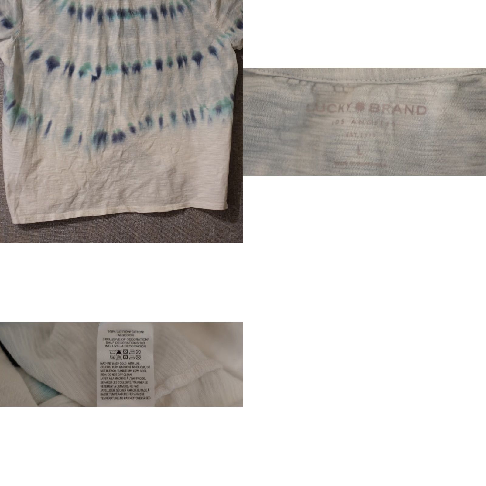 Lucky Brand Lucky Brand Tie Dye Front Twist Green White Short Sleeve Womens L Shirt XS-? [Oops] Size 36" / US 14 / IT 50 - 8 Thumbnail