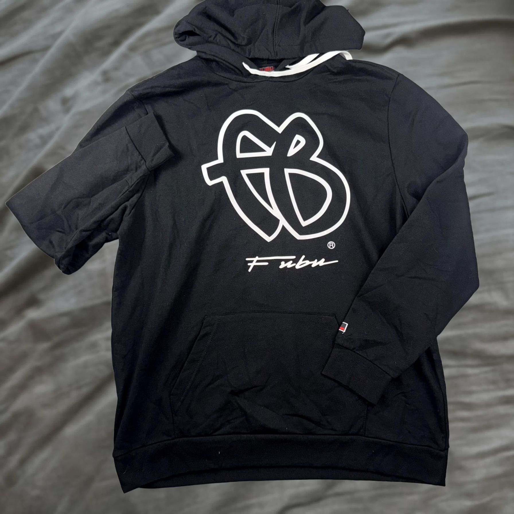 Fubu FUBU Hoodie Mens XL Black Pullover Graphic FB Logo Hooded Hip Hop Sweatshirt Shirt Size US XL / EU 56 / 4 - 1 Thumbnail