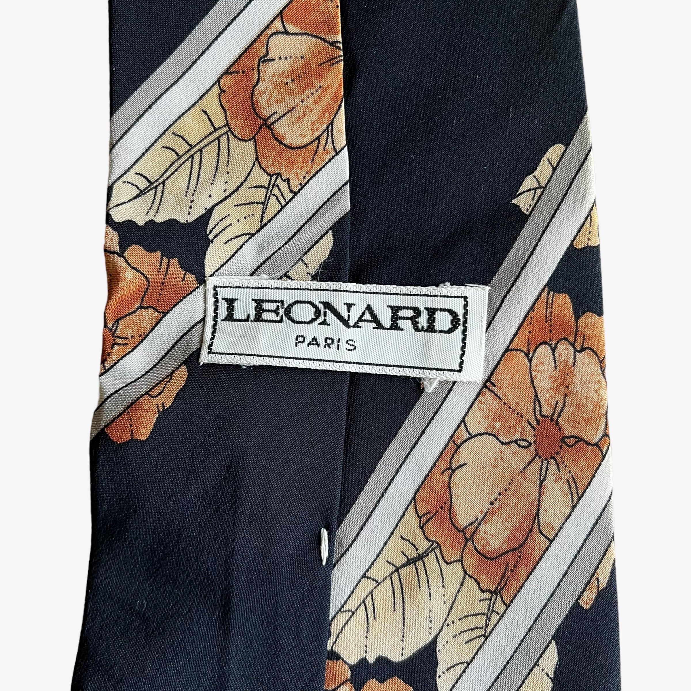 Leonard Paris Vintage 90s Leonard Striped Floral Print Silk Tie Size ONE SIZE - 2 Thumbnail
