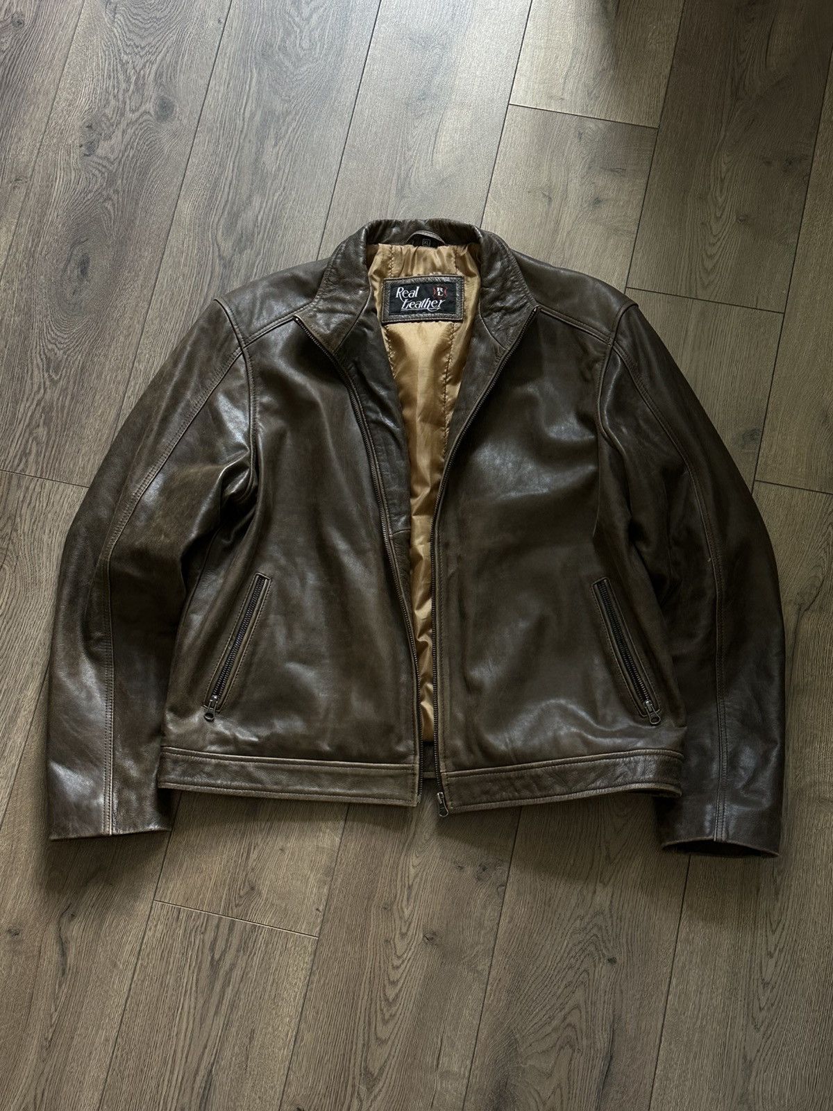 Leather Harley type grain leather jacket brown Size US L / EU 52-54 / 3 - 1 Thumbnail