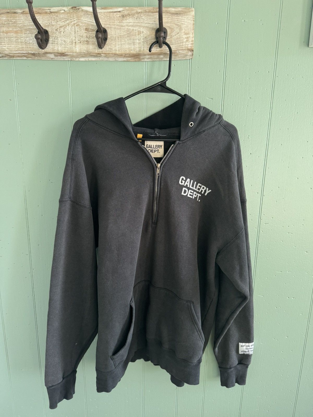 image of Gallery Dept. Vintage Half Zip Hoodie in Black, Men's (Size Large)