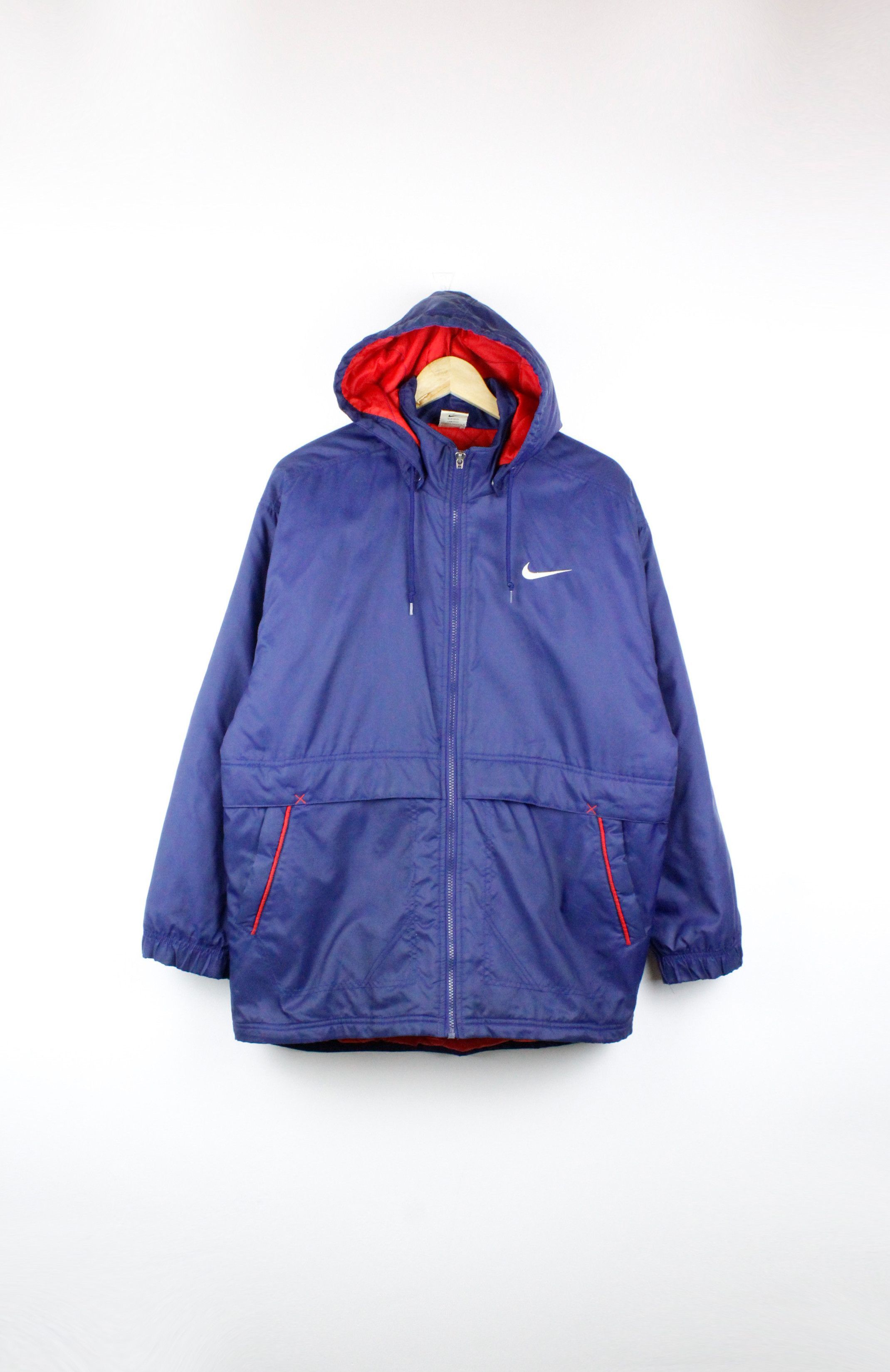 Nike × Vintage Vintage 90's Nike Big Swoosh Logo Nylon Parka Jacket Size US S / EU 44-46 / 1 - 2 Thumbnail