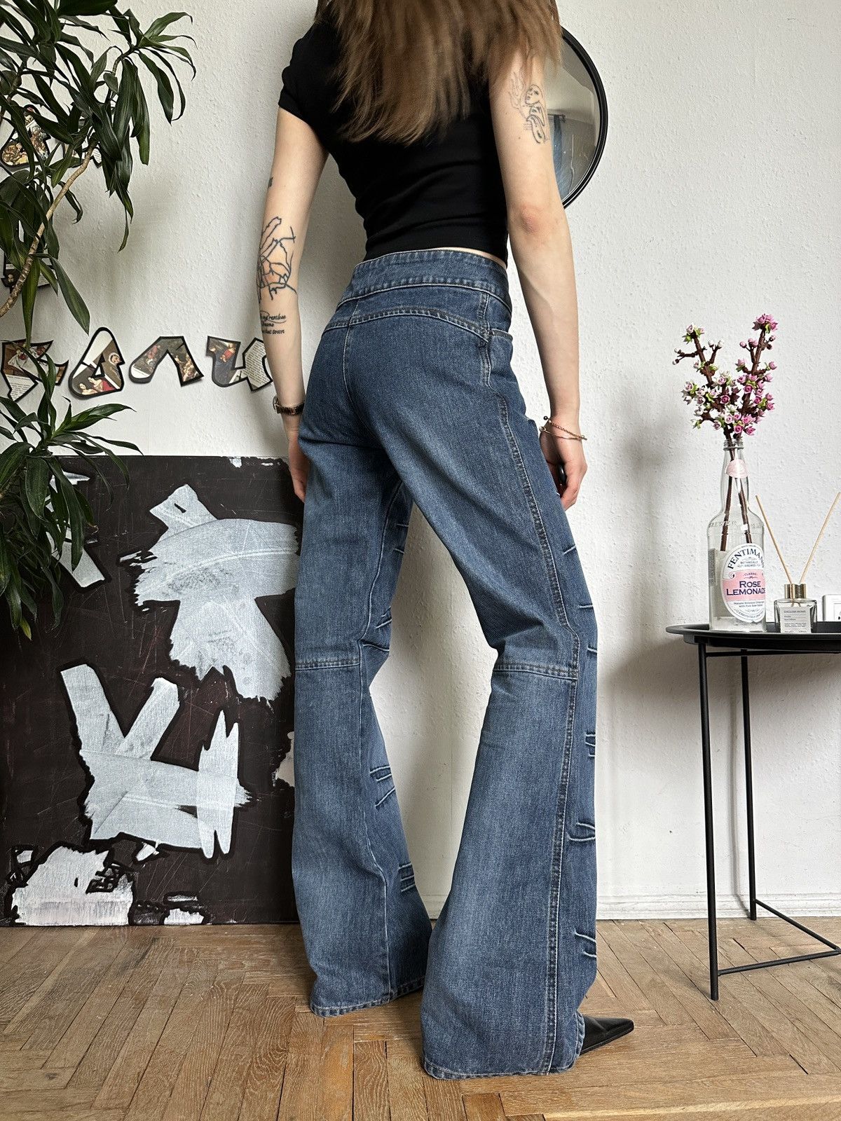 Vintage Vintage Flared Y2K 00’s Distressed Bootcut Jeans Size 24" / US 00 / IT 34 - 2 Thumbnail