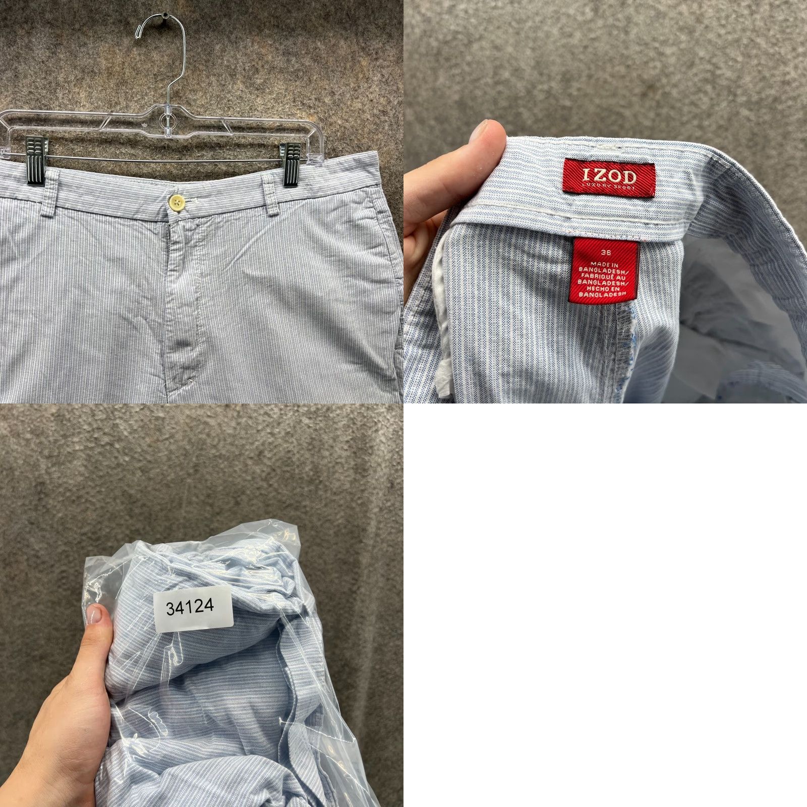 Izod Izod Shorts Mens 36 Blue Chino Flat Luxury Striped Pocket Casual Golf Seersucker Pattern Size US 36 / EU 52 - 8 Thumbnail