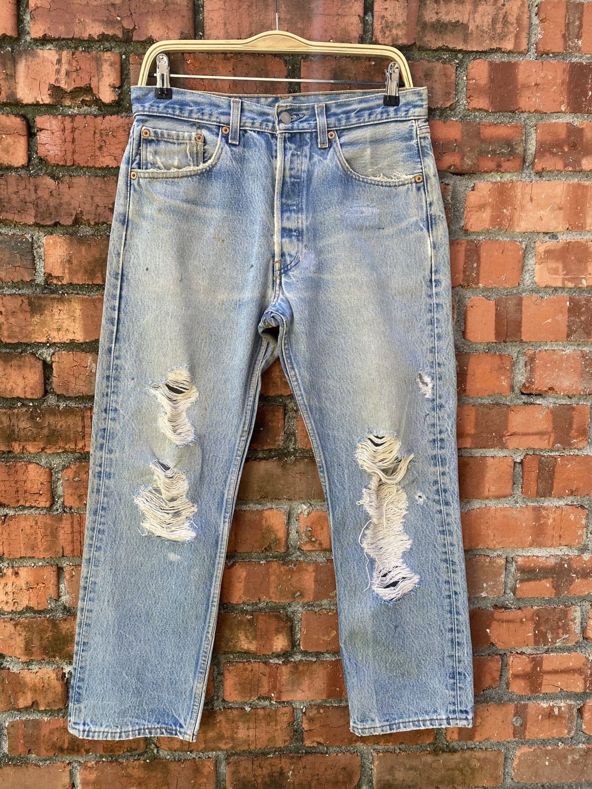 Levi's × Levi's Vintage Clothing × Vintage W32x27.5 vintage levi's 501 made in USA distressed denime Size US 32 / EU 48 - 1 Thumbnail