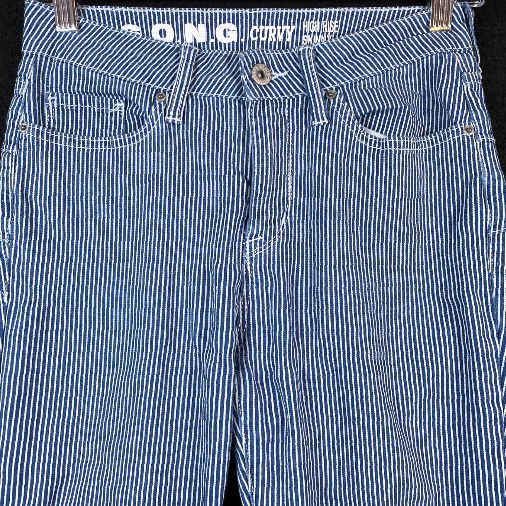 Vintage VINTAGE S.O.N.G Womens Jeans Blue Denim High Rise Skinny Ankle Grazer Distressed 5/27 Size 27" / US 4 / IT 40 - 2 Thumbnail