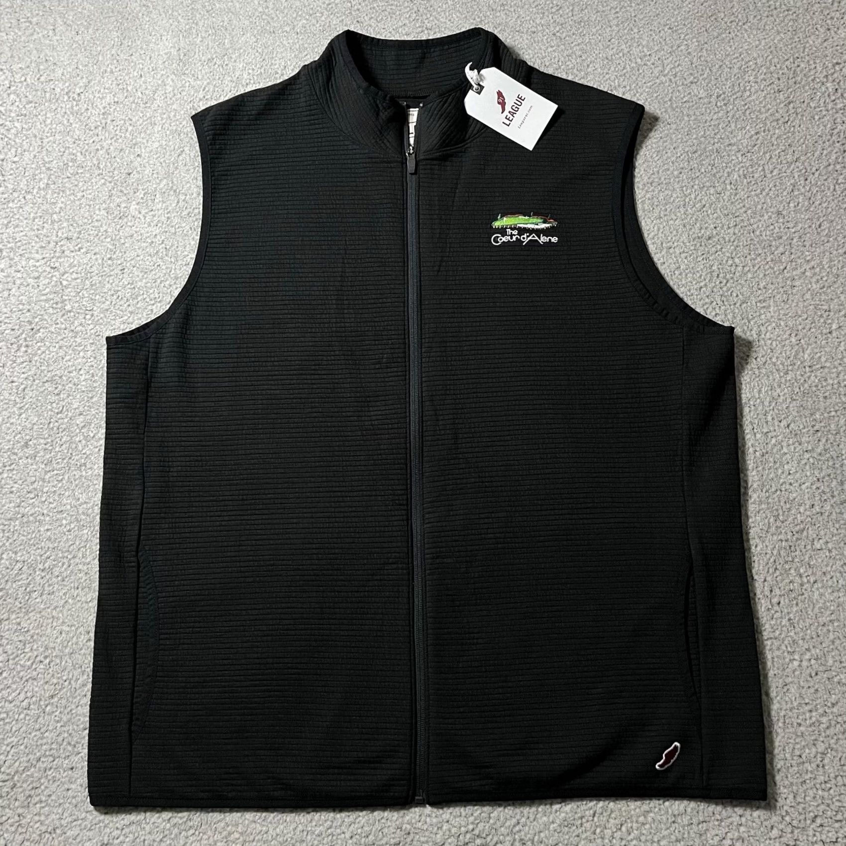 Vintage 91 League Vest XL Black The Coeur D Alene Golf Club Logo Jacket Full Zip Mens Windbreaker Size US XL / EU 56 / 4 - 5 Thumbnail