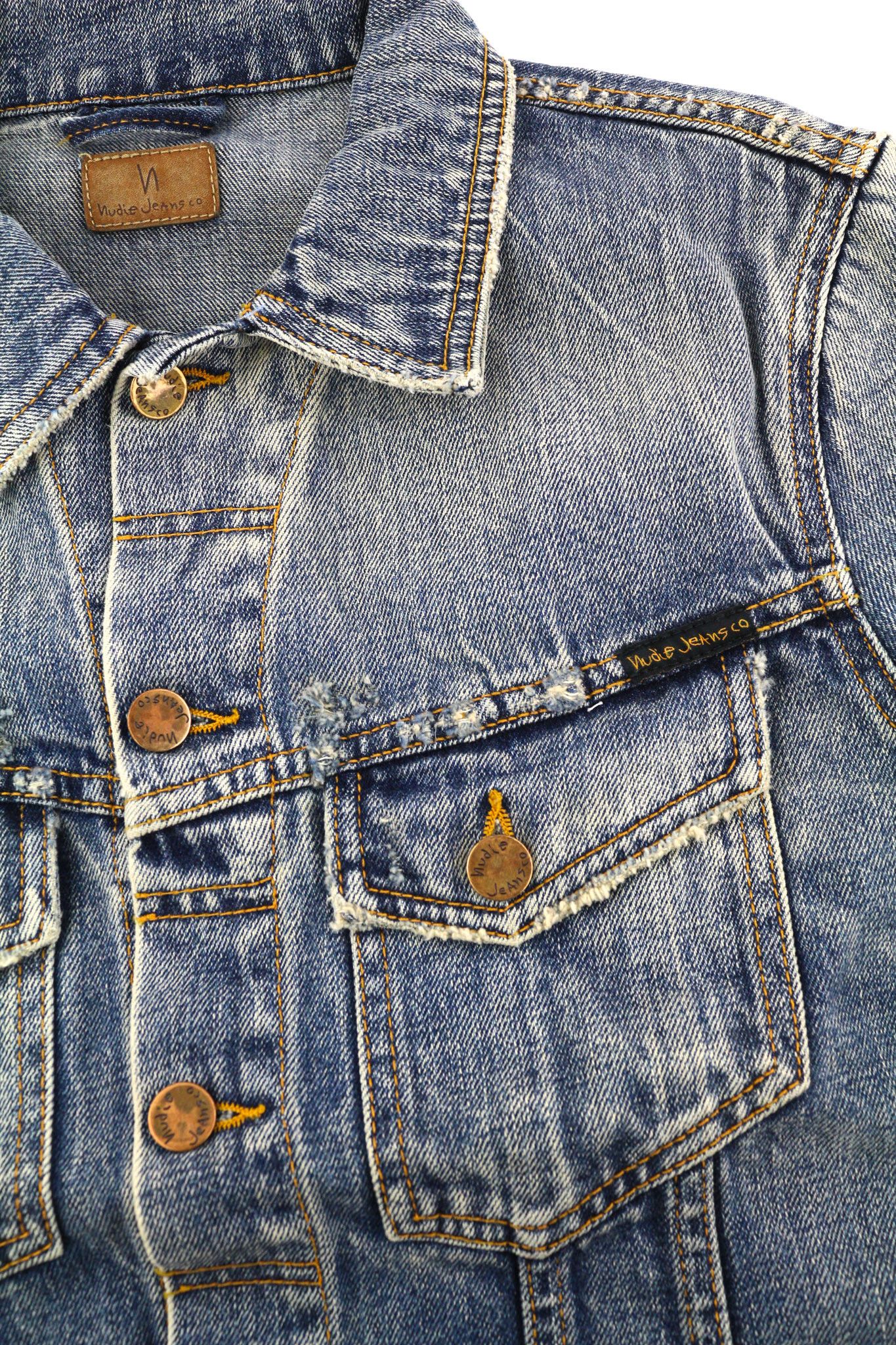 Nudie Jeans BILLY S Shimmering Indigo Washed Ripped Polo Jacket 82491 Size US S / EU 44-46 / 1 - 6 Thumbnail