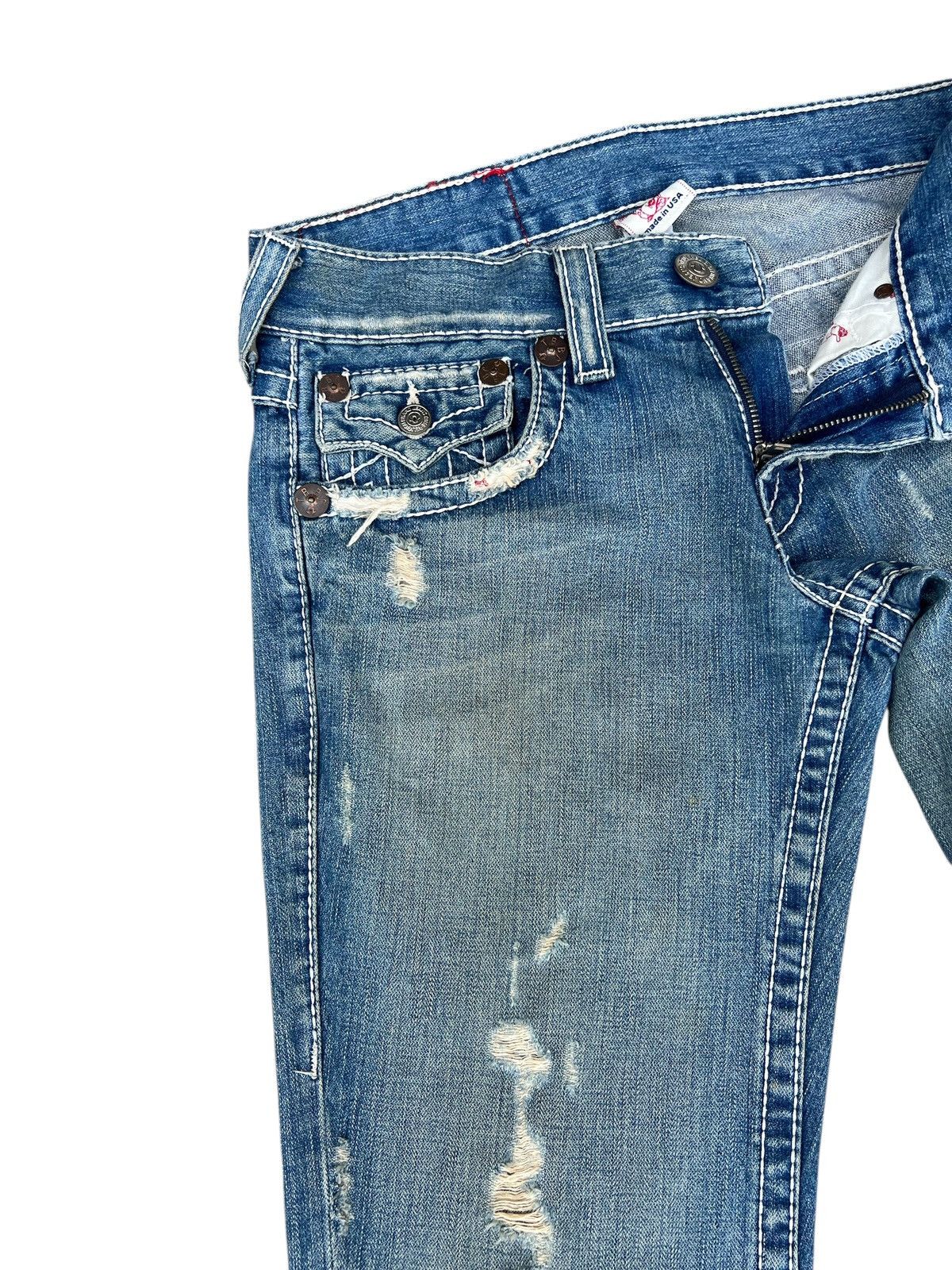 True Religion VTG Y2K True Religion Joey Big T Distress Denim Flare Jeans Size US 30 / EU 46 - 8 Thumbnail
