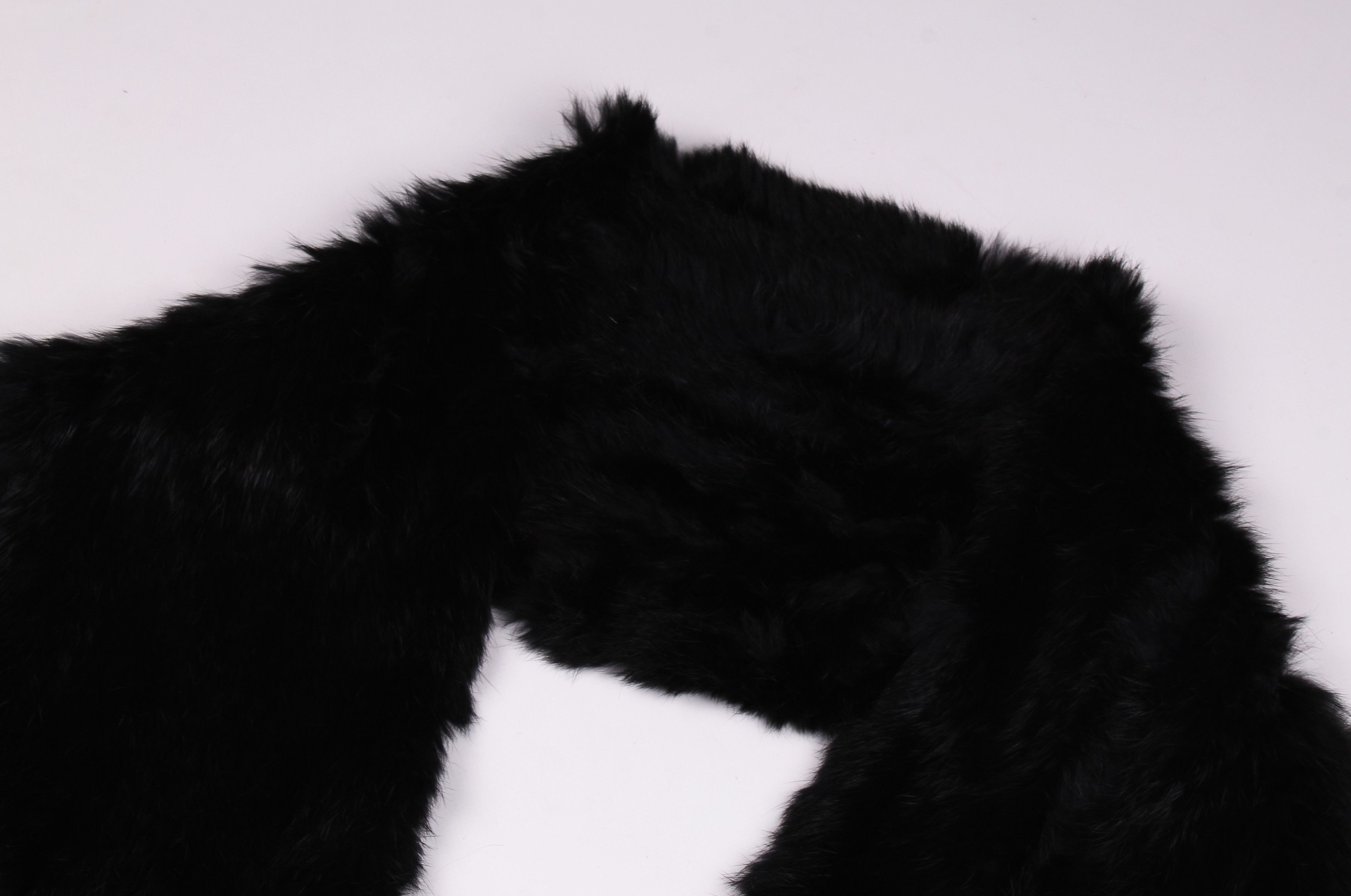 Vintage Vintage Rabbit Fur Black Scarf with Pockets Size ONE SIZE - 2 Thumbnail