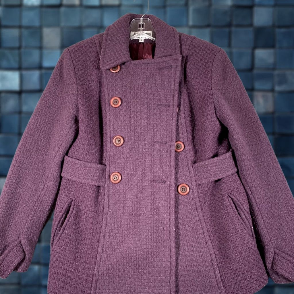 Vintage Jonathan Michael Coat Womens 4 Purple Wool Pea Coat Tweed Button Lined USA Size S / US 4 / IT 40 - 1 Thumbnail