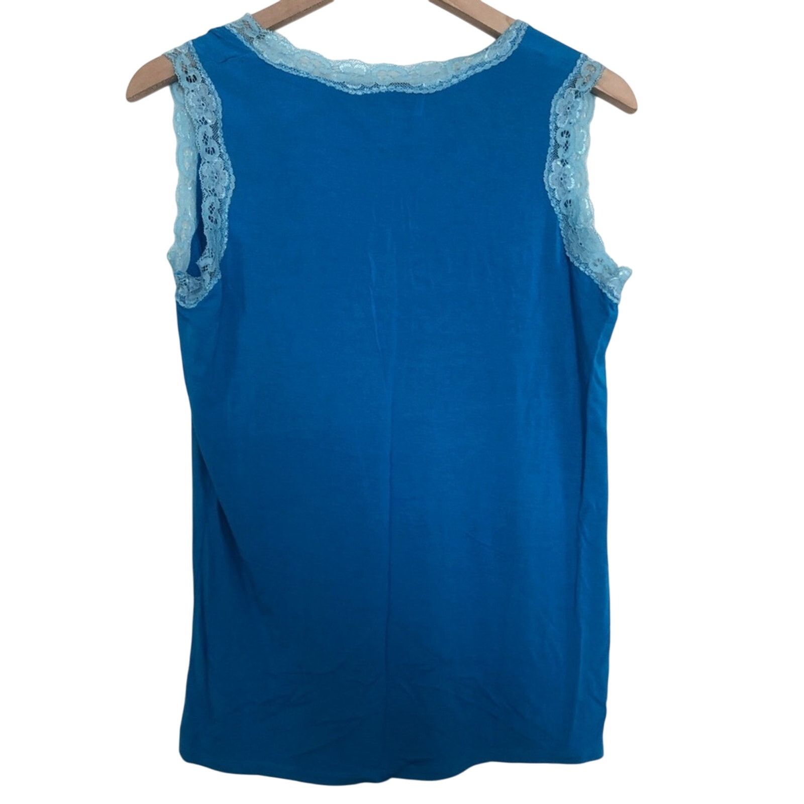 Other Vintage Y2K Blue Lace Trim V-Neck Sleeveless Tank Top Shirt Size M / US 6-8 / IT 42-44 - 5 Thumbnail