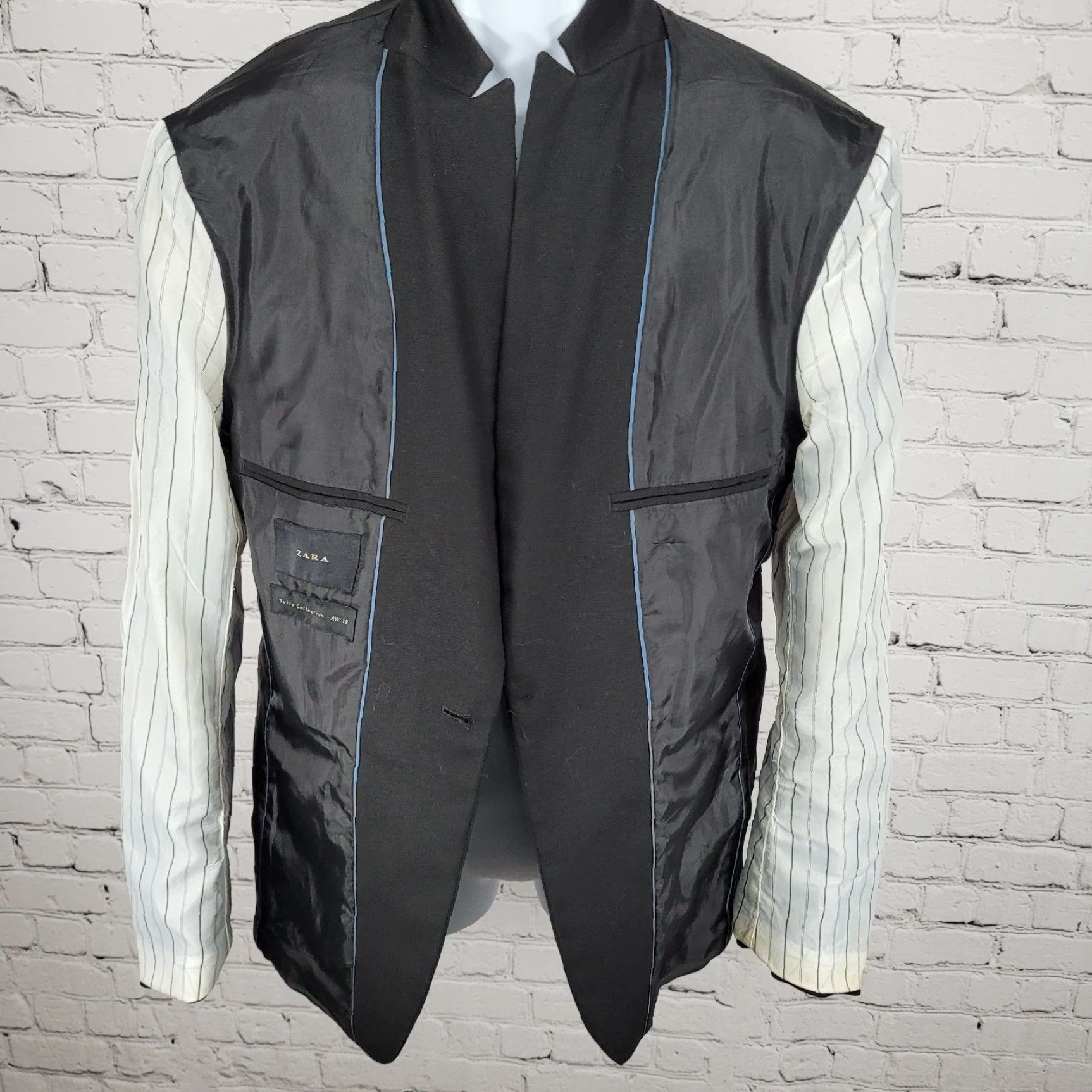 Zara Zara Blazer Jacket Black 1 Button Notch Double Vented 40 Blazer Men Formal Sport Coat 2 Piece Size 40R - 7 Thumbnail