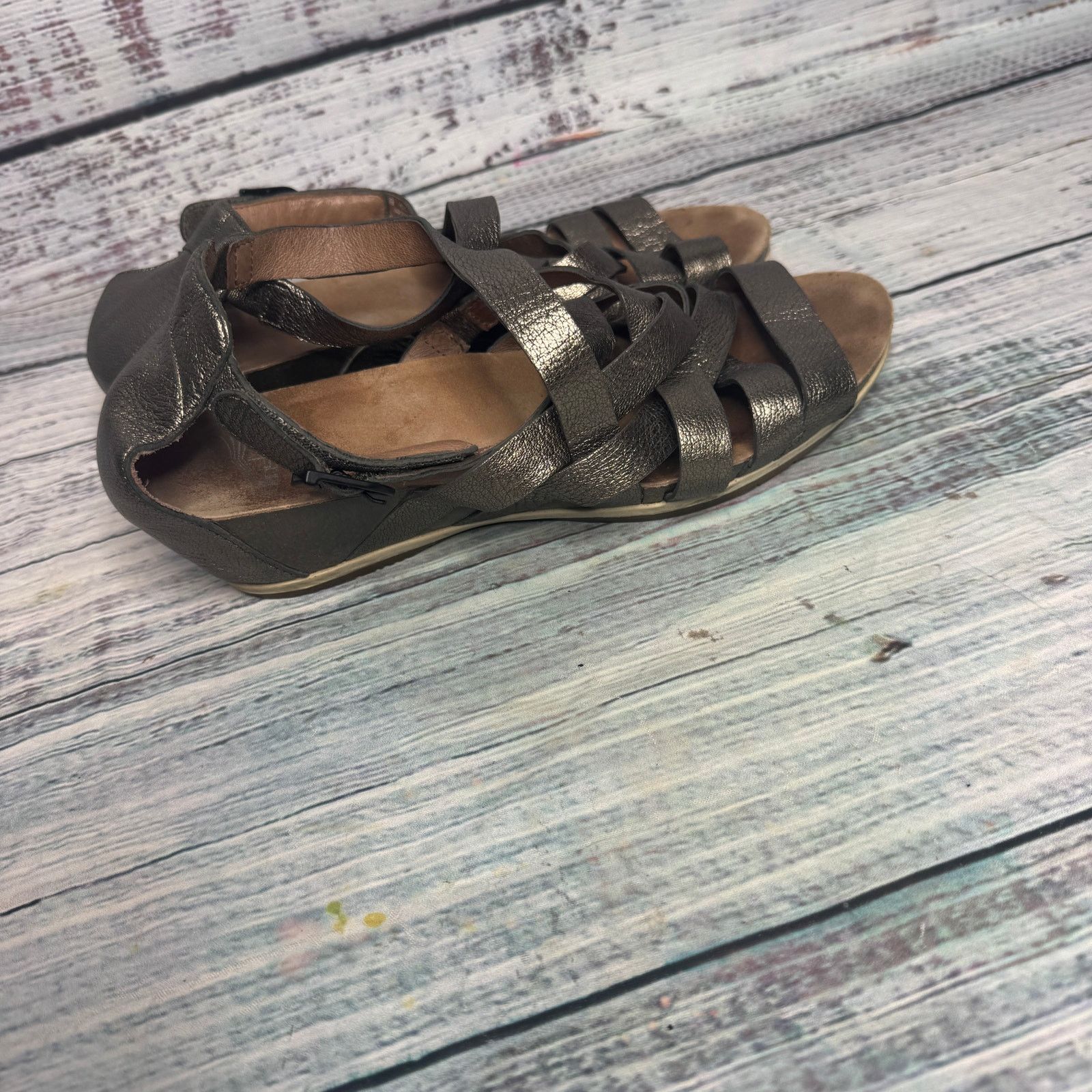 Dansko Dansko Vivian Gladiator Sandal Pewter Nappa Leather Wedge 9 Size US 9 / IT 39 - 2 Thumbnail
