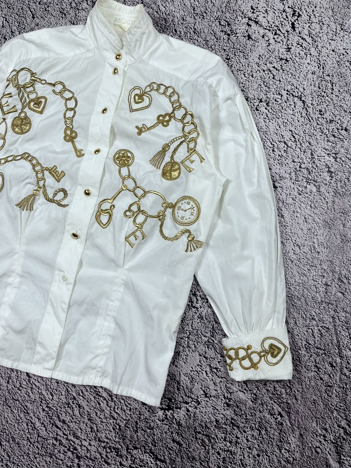 Escada Vintage Escada by Margaretha Ley Gold Embroidered Blouse Size XS / US 0-2 / IT 36-38 - 3 Thumbnail