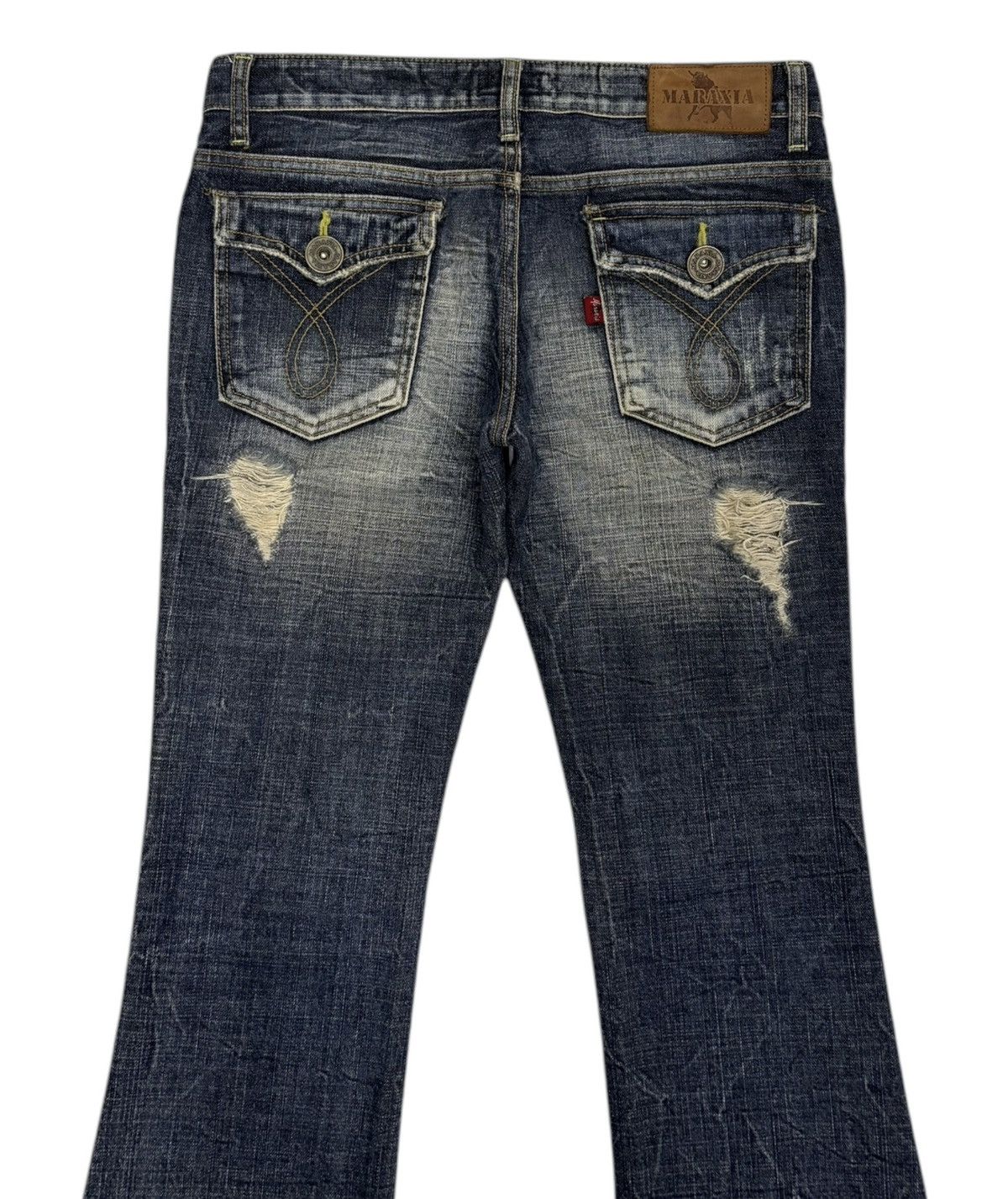 Hysteric Glamour × Japanese Brand HYSTERIC GLAMOUR STYLE DISTRESS DENIM MARAXIA FLARED PANTS Size 31" - 6 Thumbnail