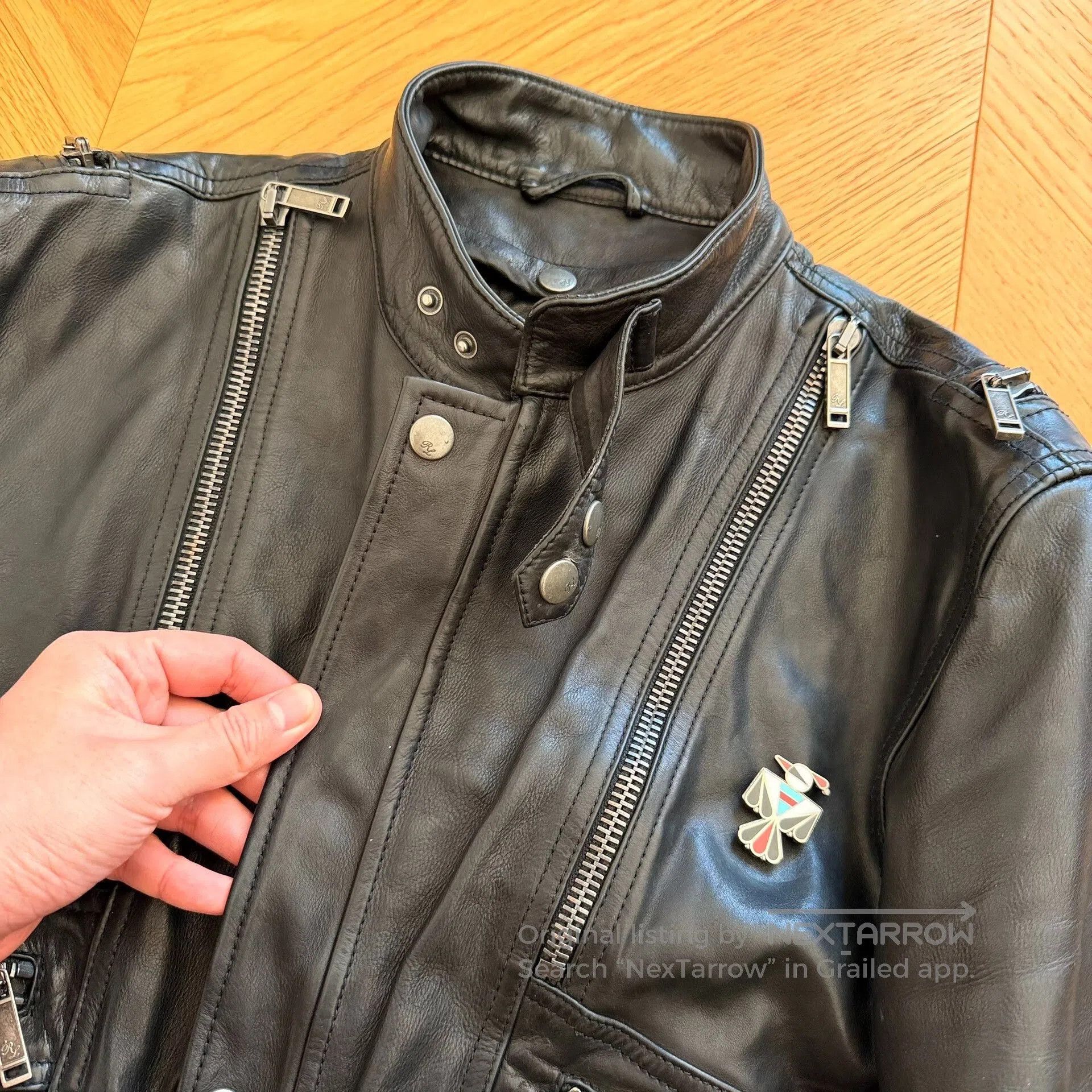 Ralph Lauren Purple Label Classic Black Leather Motorcycle Jacket. Size US L / EU 52-54 / 3 - 5 Thumbnail