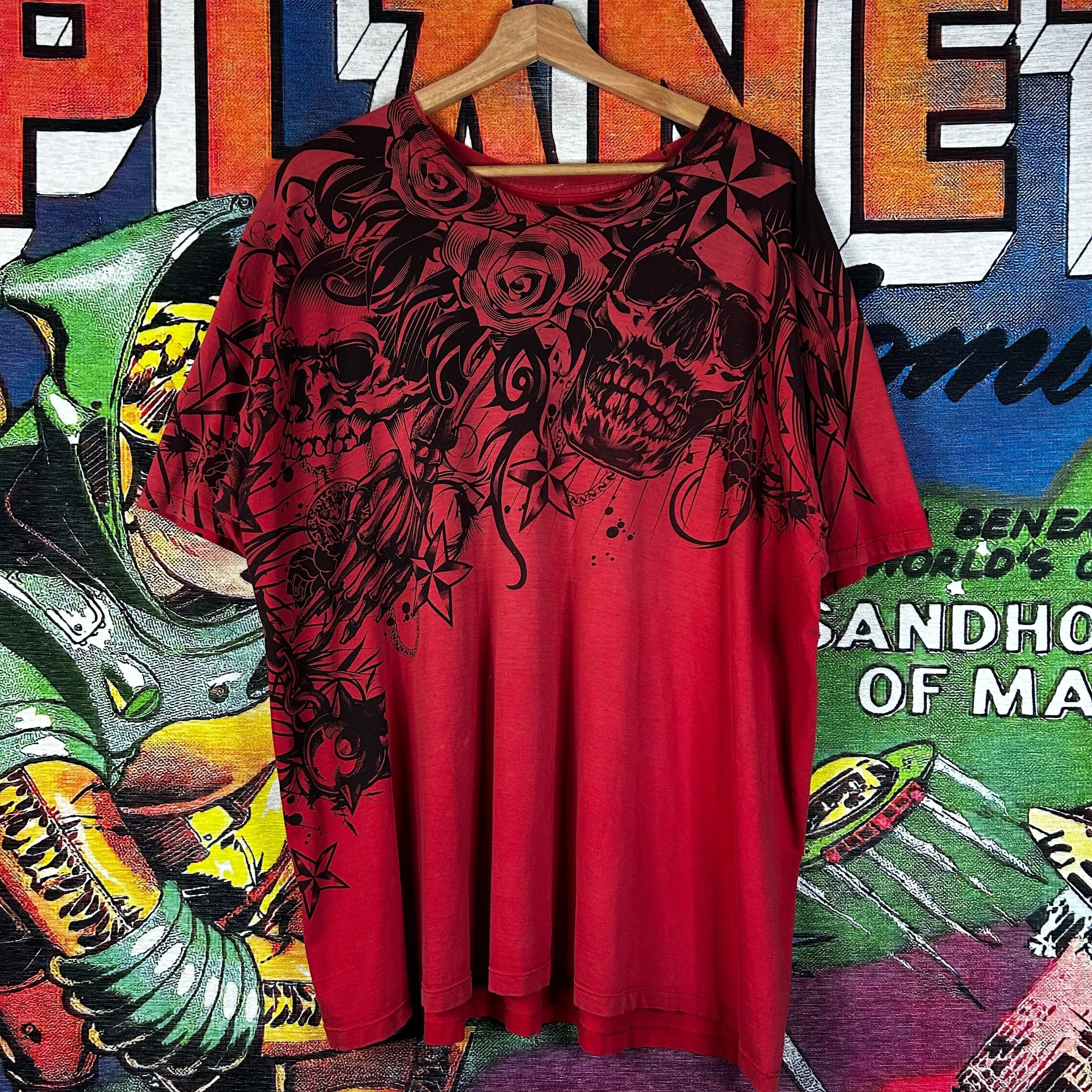 Vintage Vintage Y2K Nobo Grunge Skull and Roses Mallgoth Tee 2XL Size US XXL / EU 58 / 5 - 1 Thumbnail