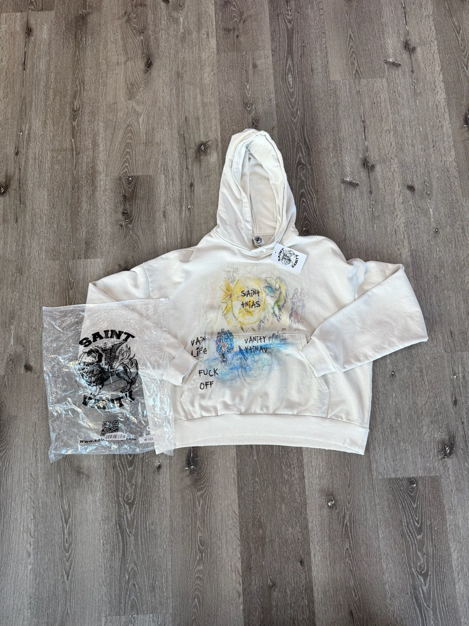 Saint Vanity Saint Vanity "Vain Life" Hoodie (Cream) - Size XL Size US XL / EU 56 / 4 - 1 Thumbnail