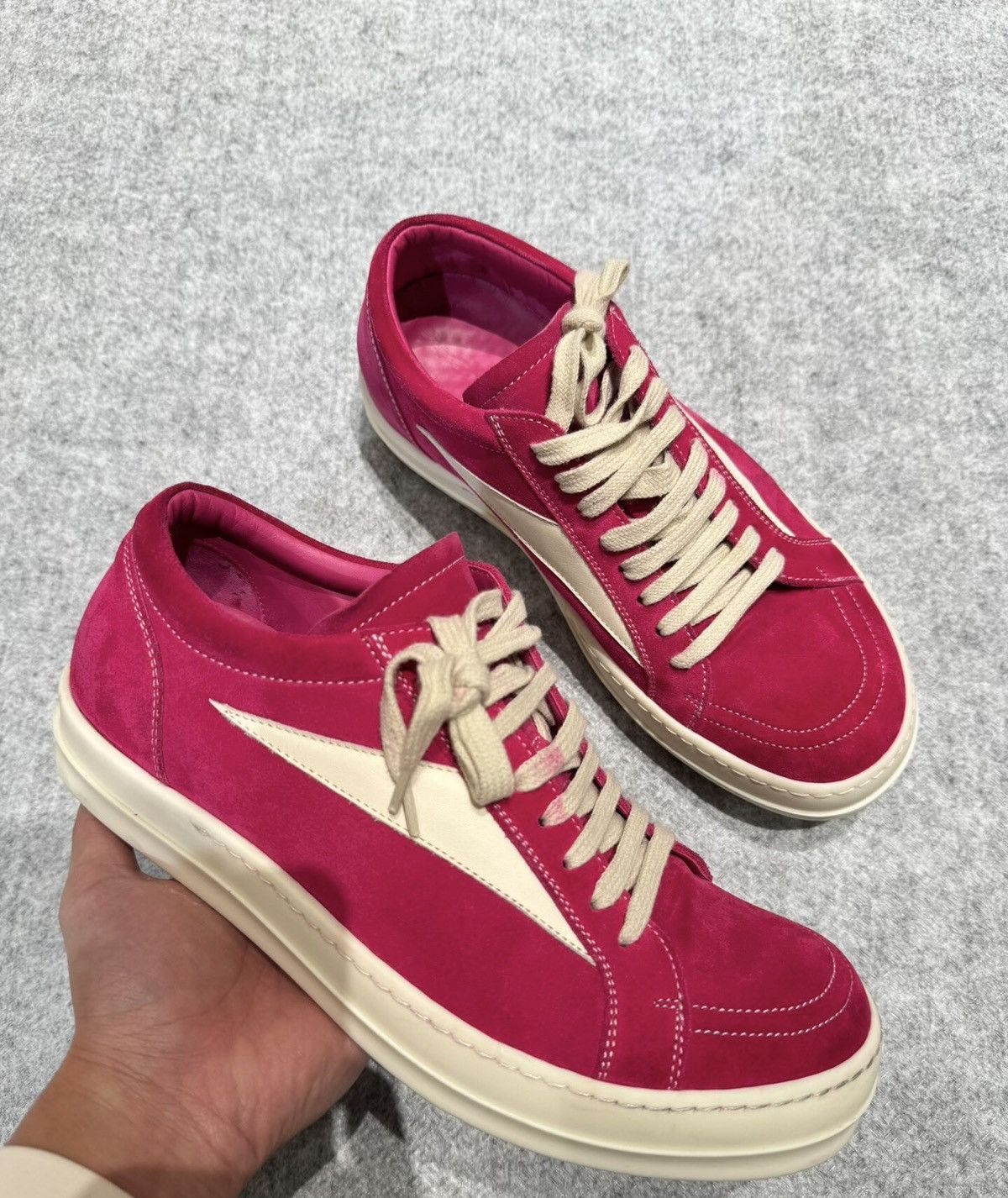 Rick Owens Rick Owens Mainline Suede"Strawberry Pink"Low-Top Sneakers Size US 8 / EU 41 - 1 Thumbnail