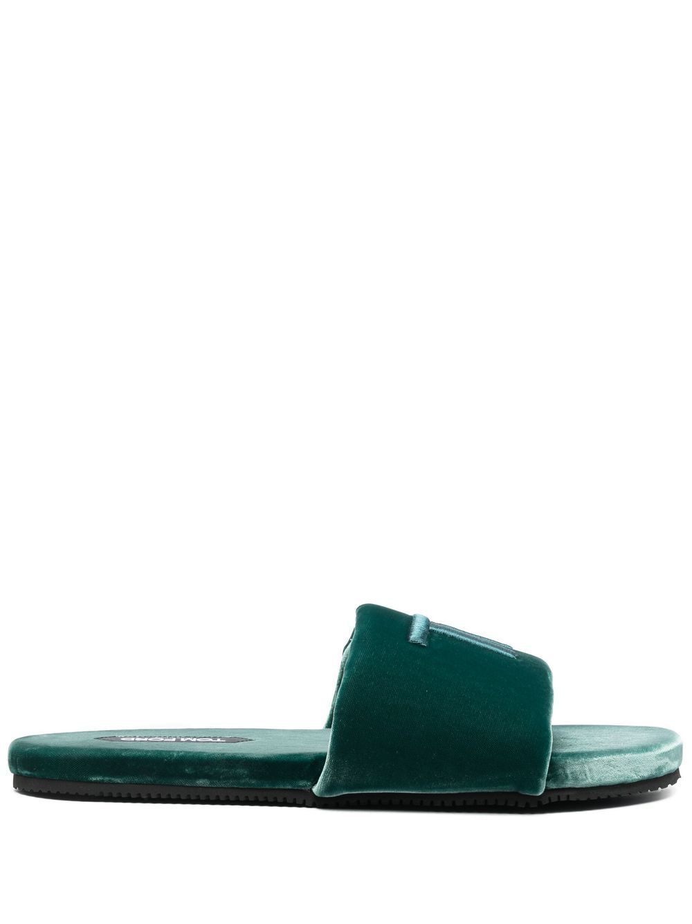 Tom Ford o1w1db11224 J1376T Velvet Slides in Green Size US 10 / EU 43 - 1 Thumbnail