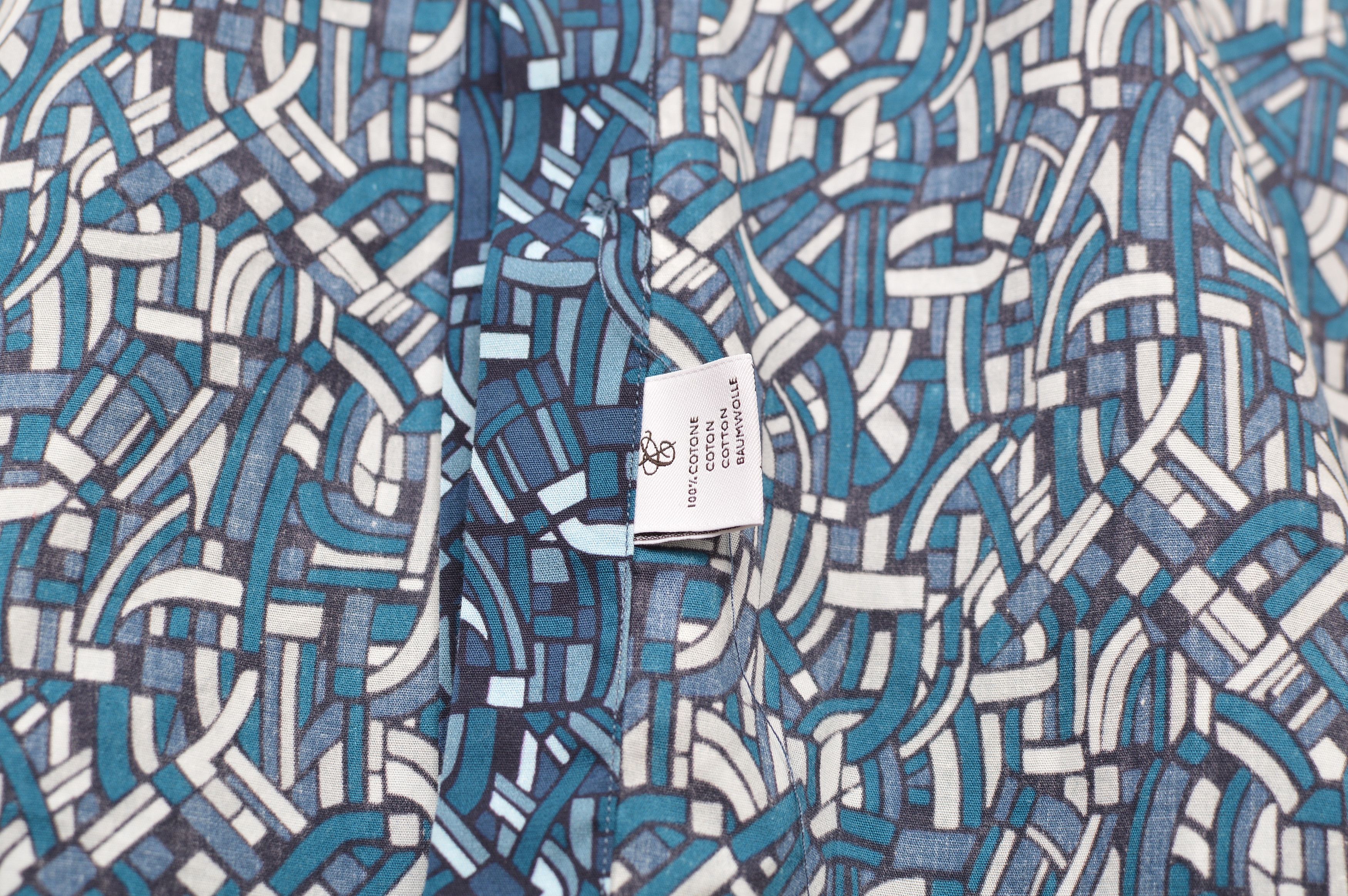 Canali Canali Blue Full-Print Cotton Button Shirt Size US S / EU 44-46 / 1 - 7 Thumbnail