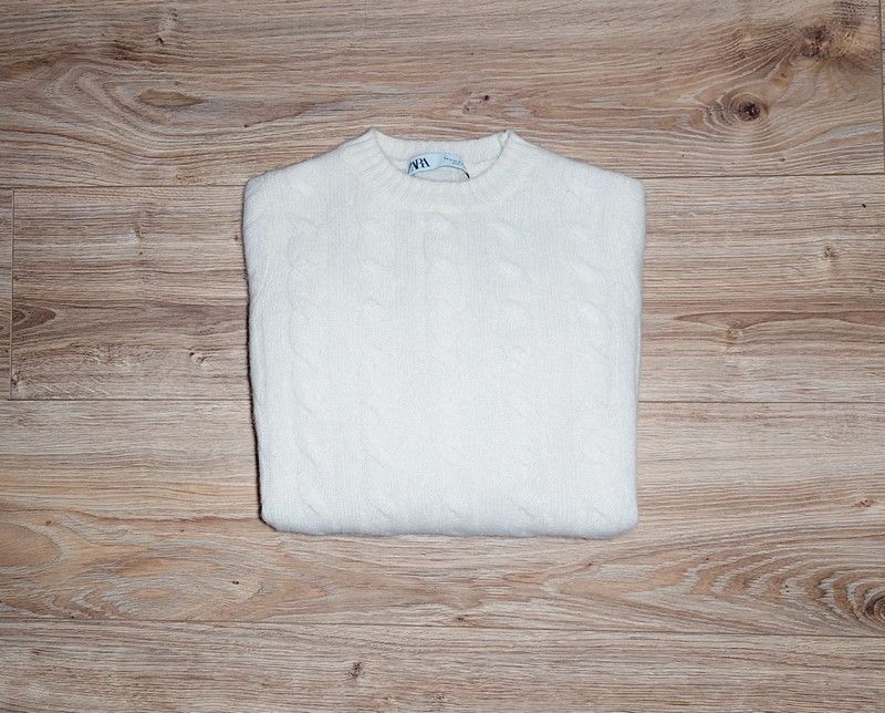 Zara 100% cashmere sweater jumper ecru thick weave u-neck vintage Size M / US 6-8 / IT 42-44 - 2 Thumbnail