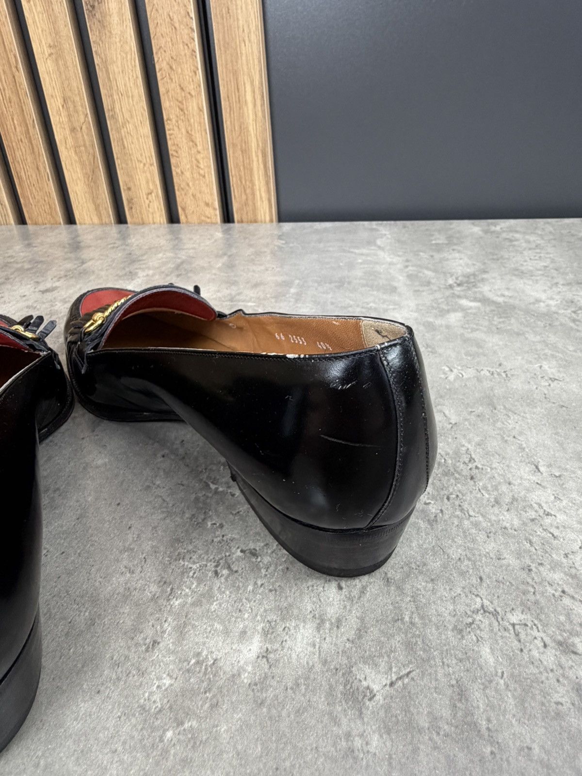 Celine Vintage Celine Leather Loafers Black Red Size 40 1/2 Size US 10.5 / IT 40.5 - 14 Thumbnail