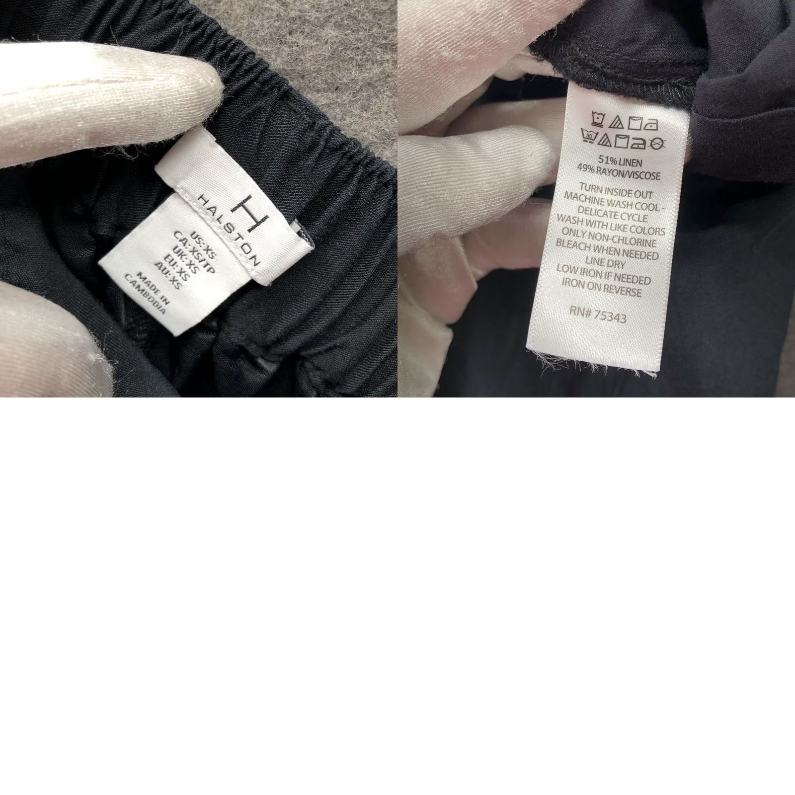 Halston Halston Linen Blend Wide Leg Pants Womens XS Black Pull On High Rise Size 26" / US 2 / IT 38 - 8 Thumbnail