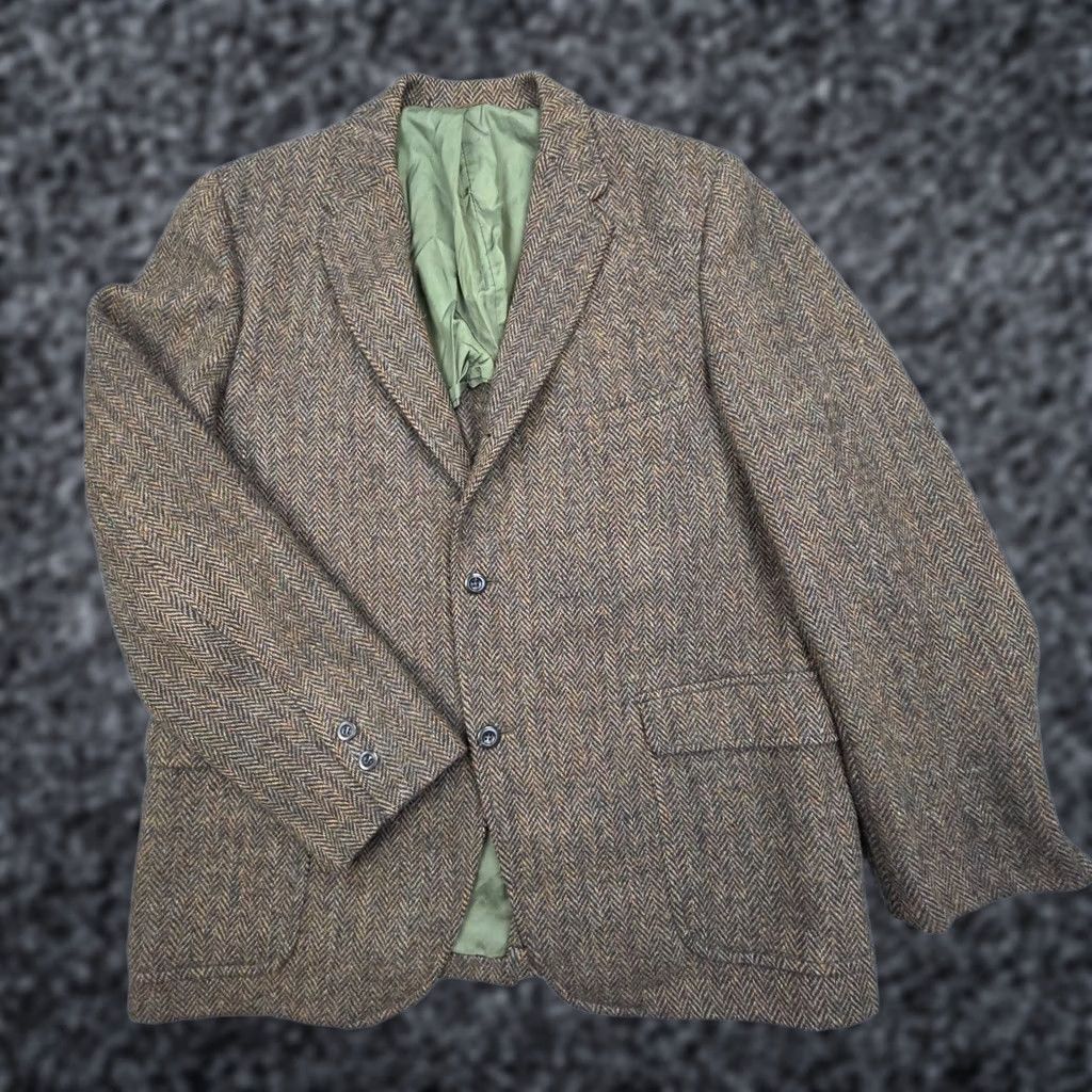 Harris Tweed VINTAGE Harris Tweed Wool Blazer Men's 46" Chest 30" Length Brown Pockets Union Blazer Regular Wool Tweed Mens 46 Mens Block Preppy Brown Size 46R - 1 Thumbnail