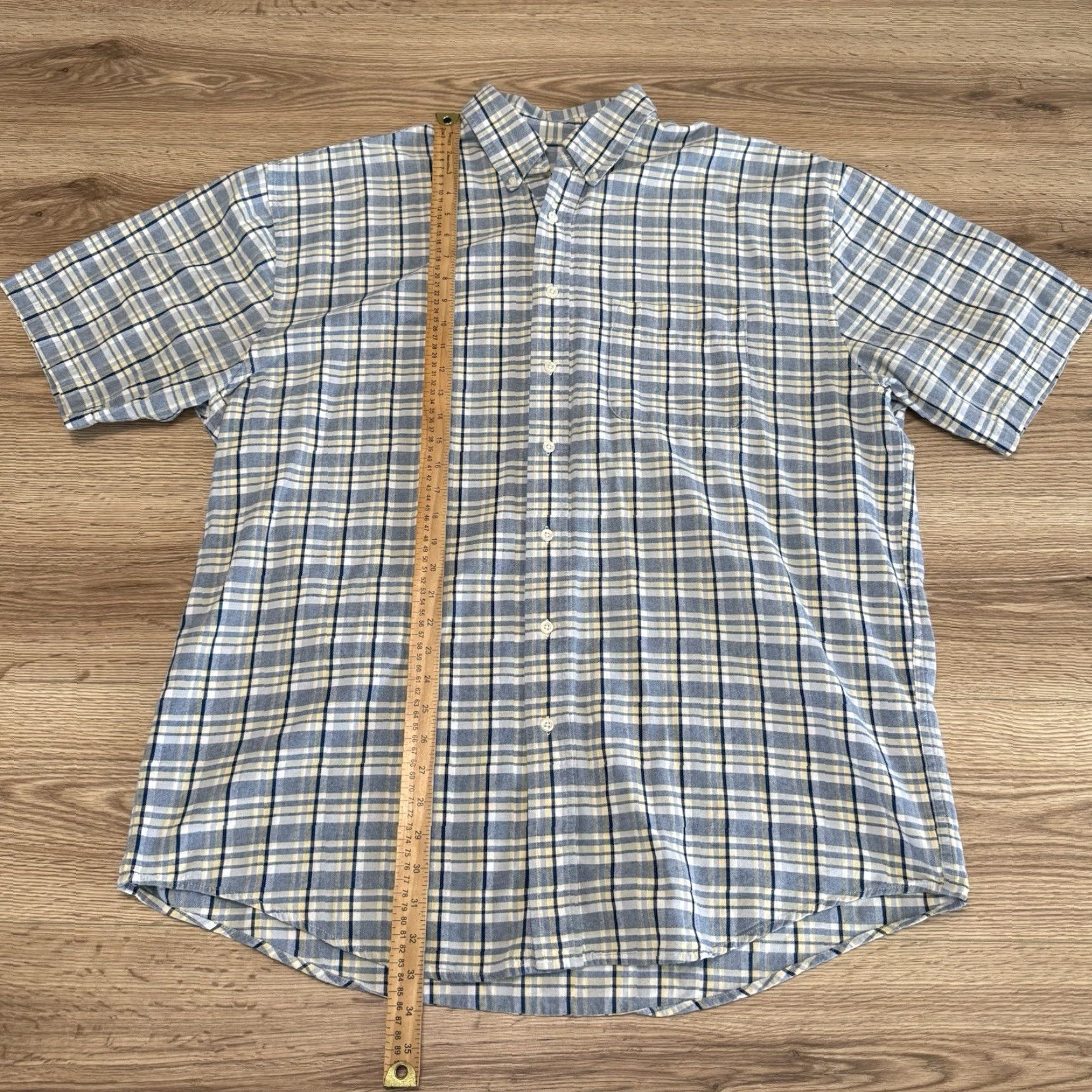 Eddie Bauer VINTAGE Eddie Bauer Shirt Men XL Tall Short Sleeve Blue Plaid Cotton Button-Down Size US XL / EU 56 / 4 - 3 Thumbnail