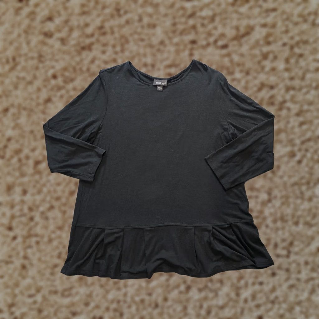 J. Jill J Jill Top Womens Size S Black Ruffle Hem Wearever Knit Stretchy Capsule Blouse Knit Shirt Regular Womens Size S / US 4 / IT 40 - 1 Thumbnail