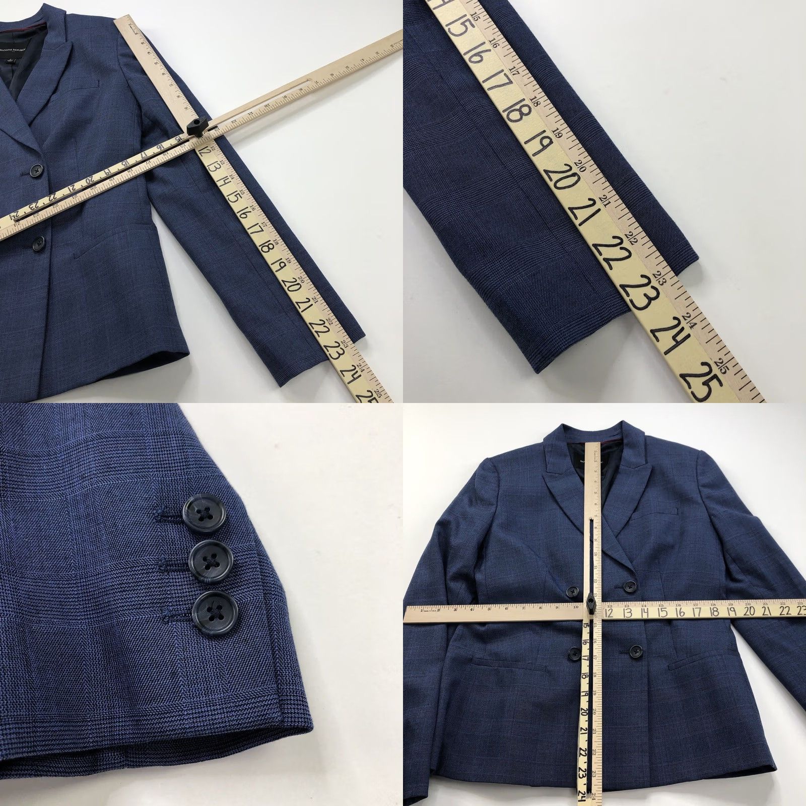 Banana Republic Banana Republic Blazer Jacket Four Button Blue Polyester Blend Wool 4 Women Regular Long Sleeve Mid-Length Blazer Theme Formal Workwear Size S / US 4 / IT 40 - 10 Thumbnail