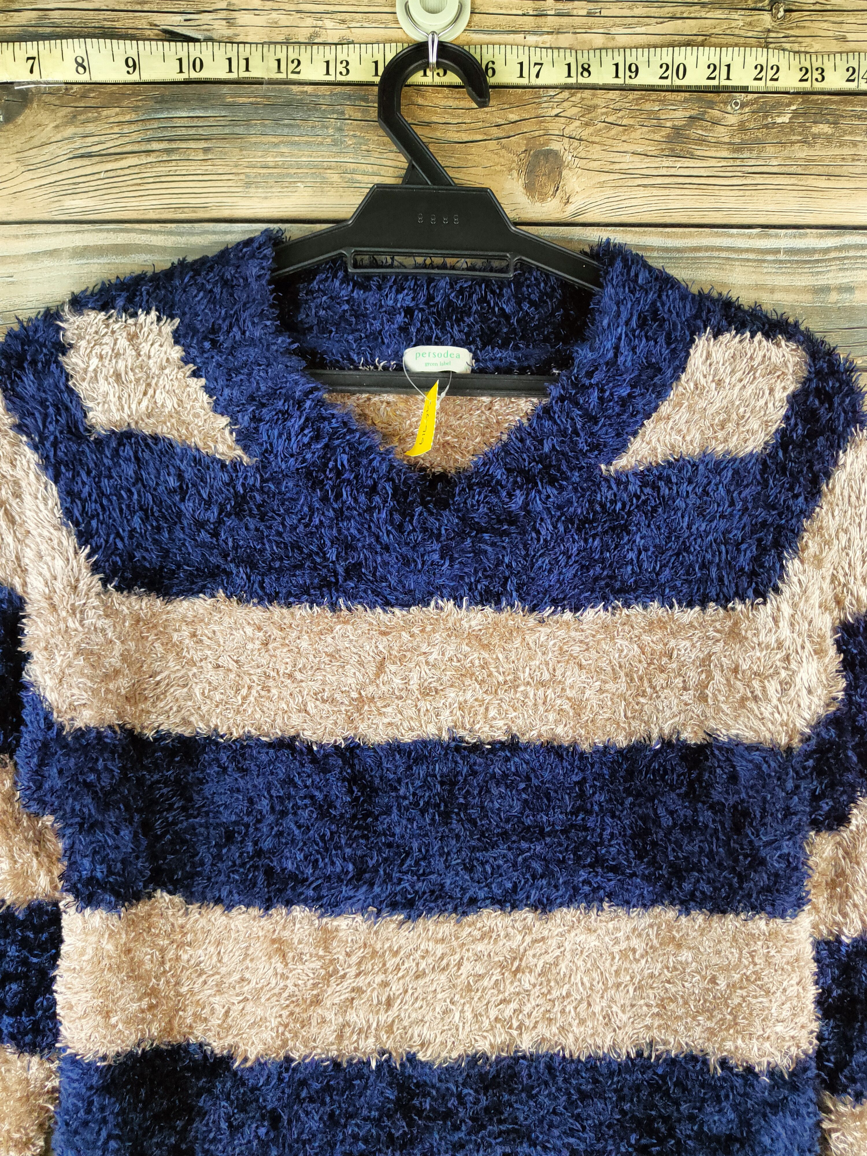 Japanese Brand DL Persodea Navy Brown Fur Mohair Knitwear #46-919 Size S / US 4 / IT 40 - 2 Thumbnail