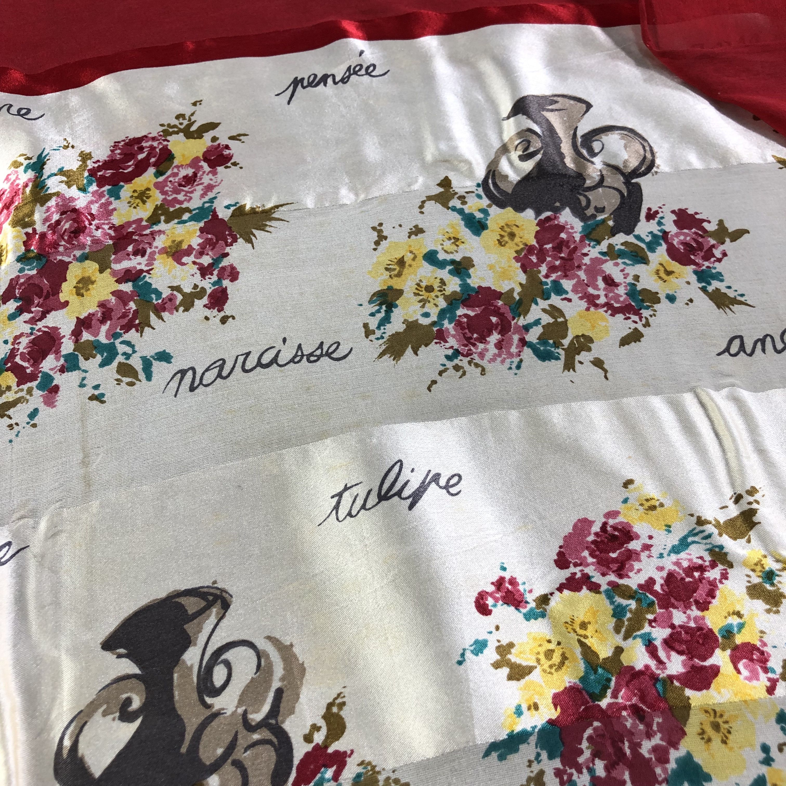 Pierre Balmain Pierre Balmain Floral Slit Thread Silk Scarf M453 Size ONE SIZE - 12 Thumbnail