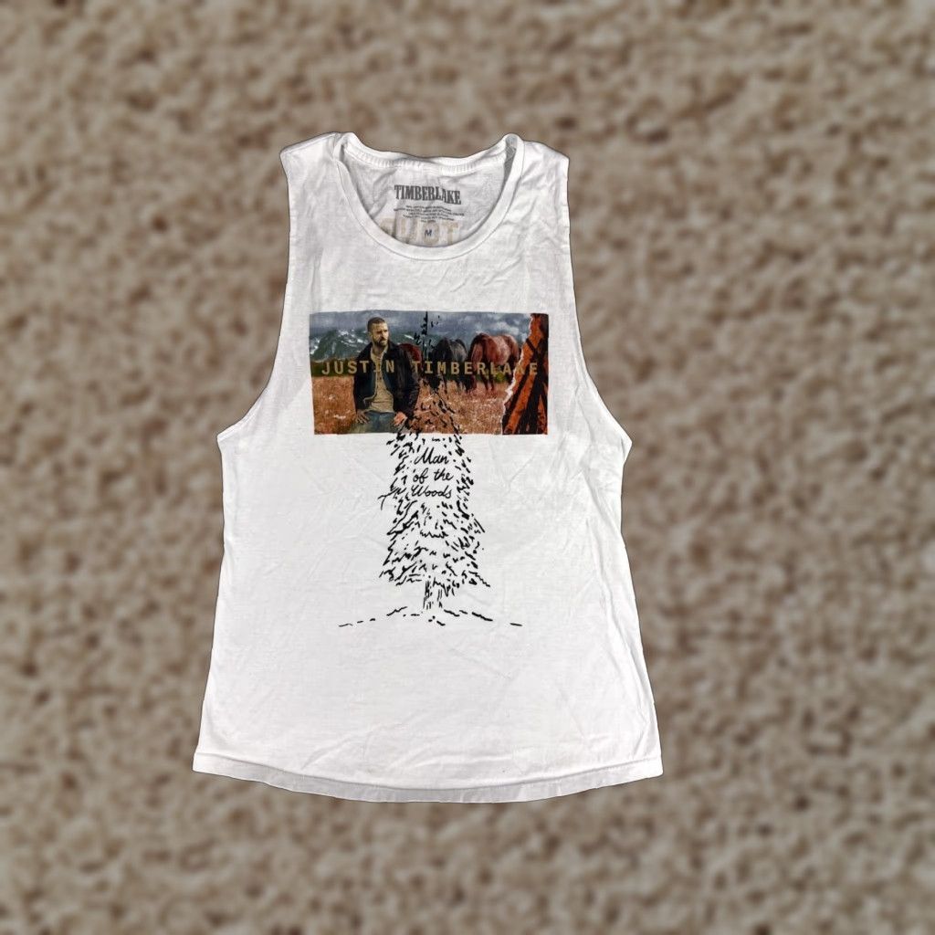 Vintage Justin Timberlake VINTAGE Concert Tank Top Girls Juniors White 100% Cotton Summer Music Clothing Size M / US 6-8 / IT 42-44 - 1 Thumbnail