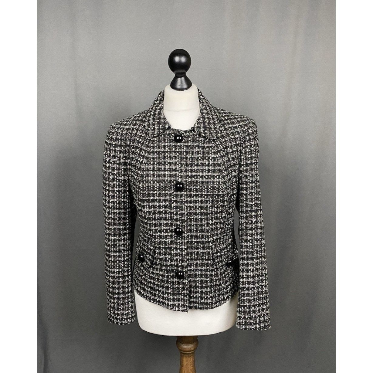 Prada Prada Women's Black Wool Silk Checked Blazer Jacket Size 40 Size S / US 4 / IT 40 - 1 Thumbnail