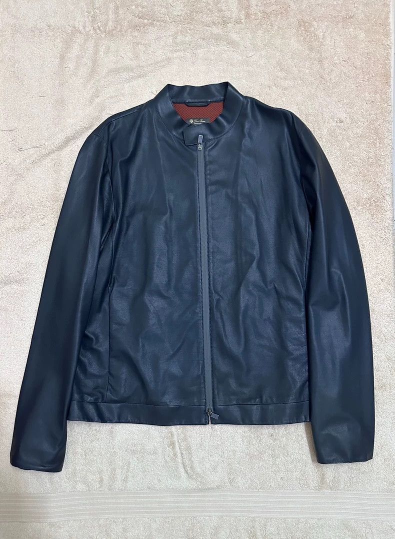 Loro Piana premium leather jacket in navy blue - dmc Size US XXL / EU 58 / 5 - 1 Thumbnail