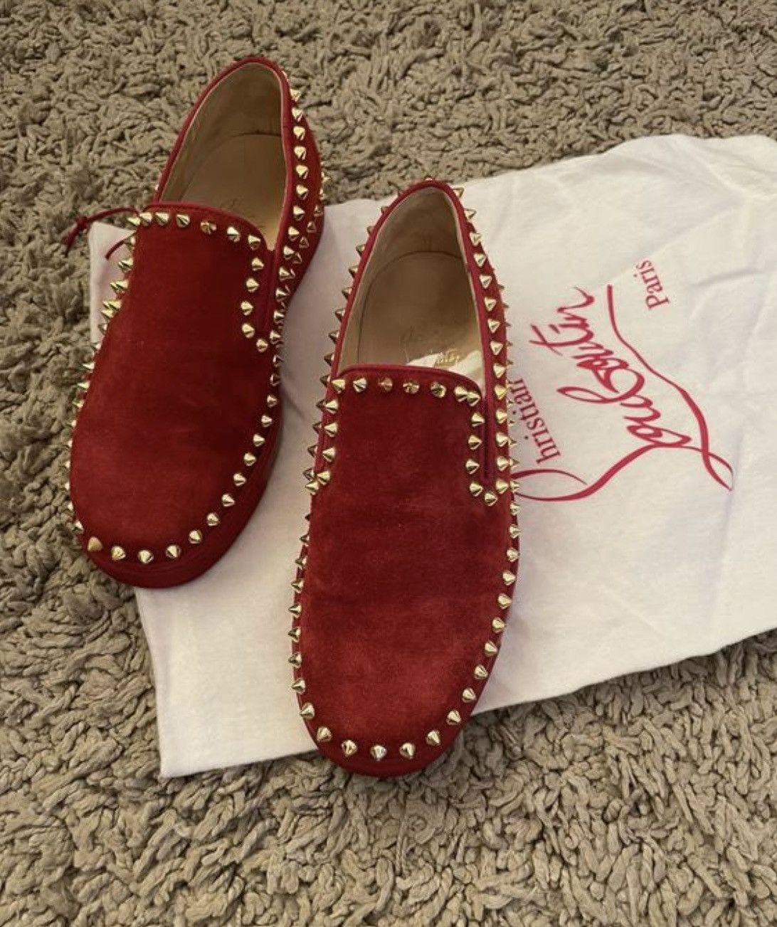 Christian Louboutin Christian Louboutin Red Suede Pik Boat Slip On Sneakers Size US 6 / IT 36 - 5 Thumbnail