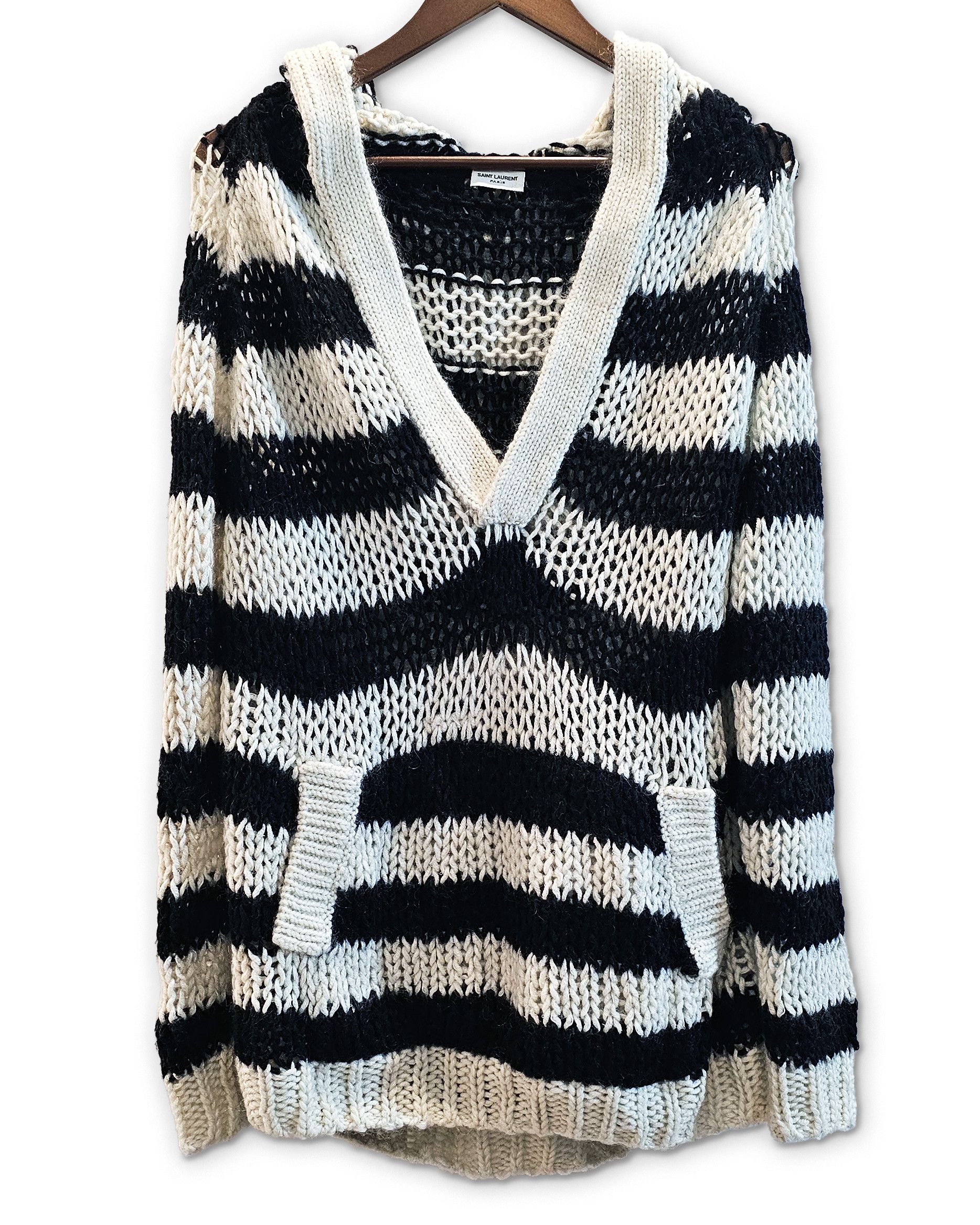 Saint Laurent Paris SS16 Striped Knit Mohair Baja Hoodie Size US M / EU 48-50 / 2 - 1 Thumbnail