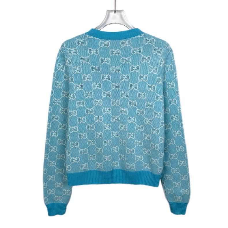 Gucci Gucci Blue logo jacquard full-printed wool long-sleeved kni Size US XS / EU 42 / 0 - 2 Thumbnail